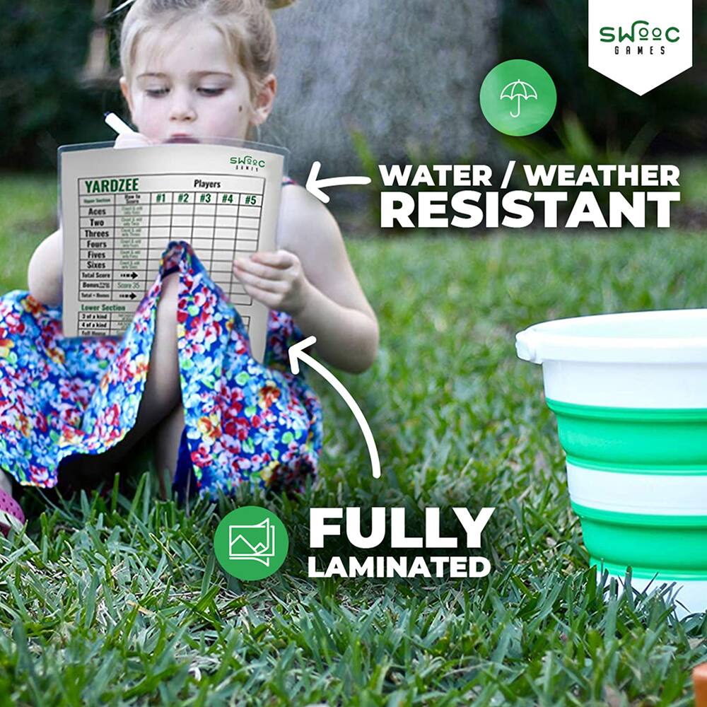 SWoC SAMES YARDZEE #1  
Aces Two Threes Fours Fives Sixes NC Botal Seare Ben_2 Seare 25 3 SWRC  
Players #2 #3 #4 #5  
WATER / WEATHER RESISTANT  
FULLY LAMINATED