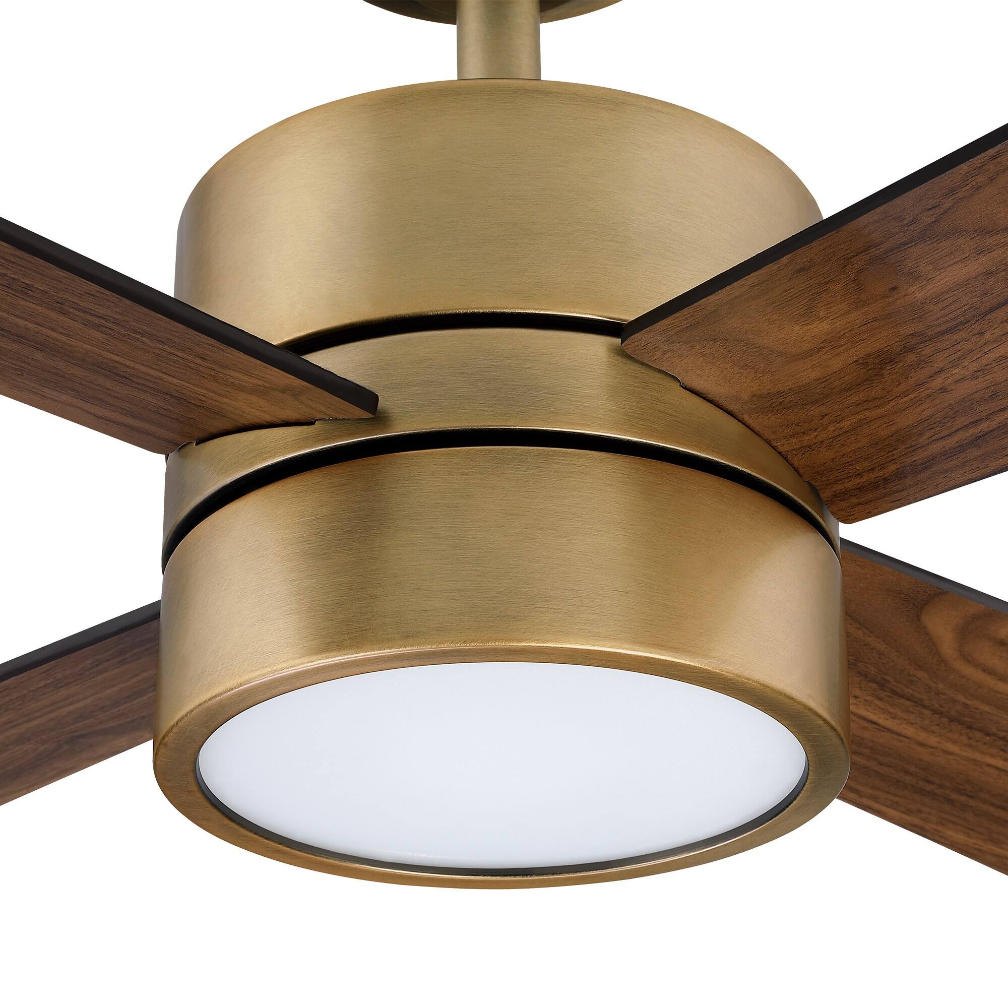 Alt View 9. Parrot Uncle - 52" Antique Brass Ceiling Fan with LED Light and Remote - Brass.