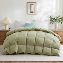 Peace Nest - All Season 300TC 100% Cotton Goose Feather Down Comforter Duvet Insert, Twin - Sage Green