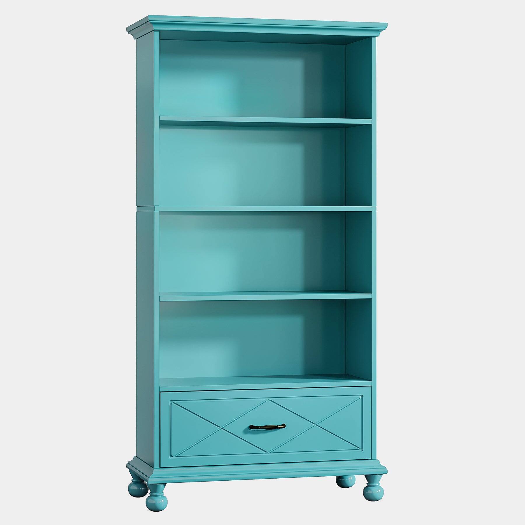Tribesigns Solid Wood Bookshelf with Drawer Storage and Book and Decor ...