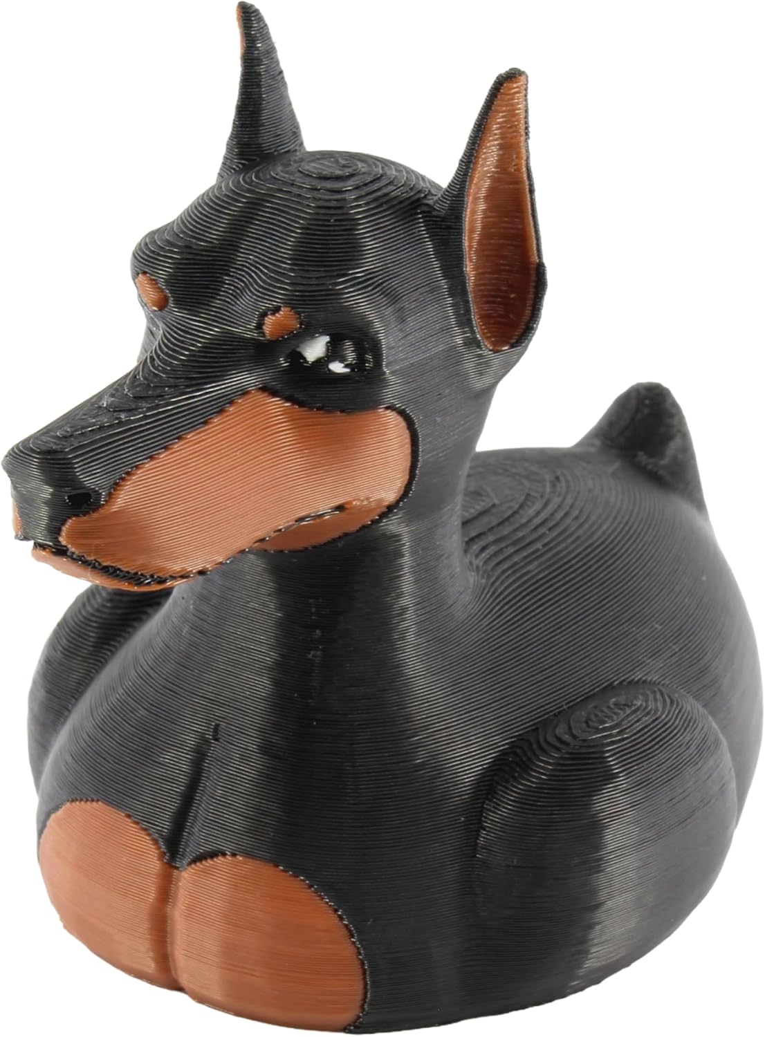 Front. JuzToys - Doberman Duck Figurine, 4x4 Ducking, Fun Car Dashboard Accessory, Unique Dog Figure Gifts, Ducks for Cars by PowerTRC - Black|Brown.