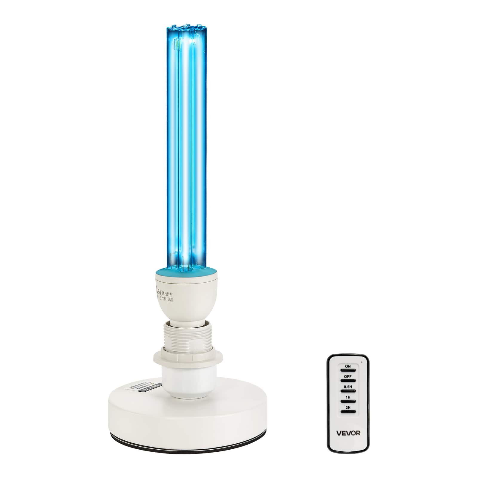 VEVOR - UV Light, 25W Ultraviolet Lamp with Ozone Purifier, Portable UVC Lamp with Remote Control, UVO Light Bulb - Black