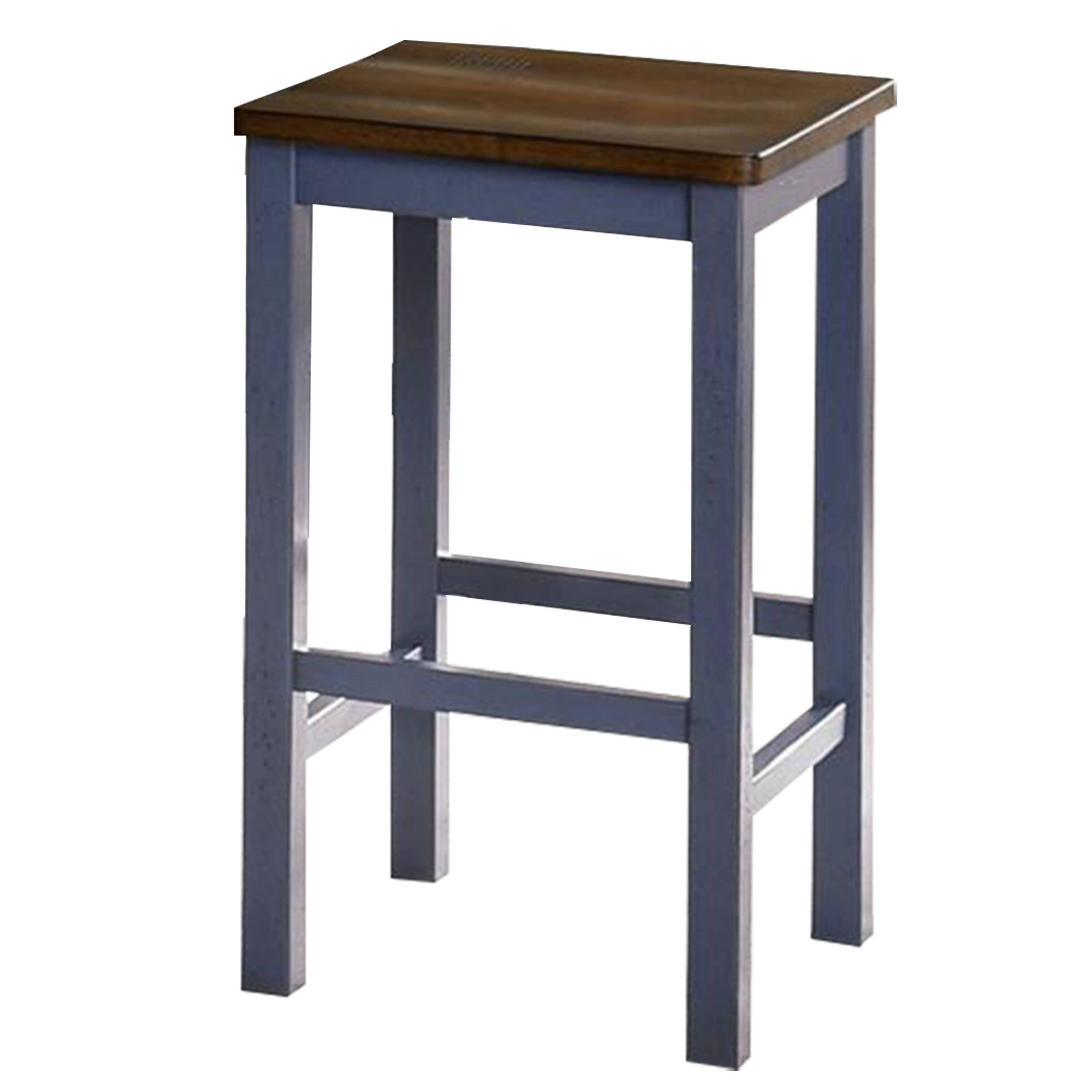 Alt View 2. Manhattan Lane - 5 Piece Counter Height Dining Table Set, 4 Stools, Antique Oak, Blue Wood - Brown, Blue.