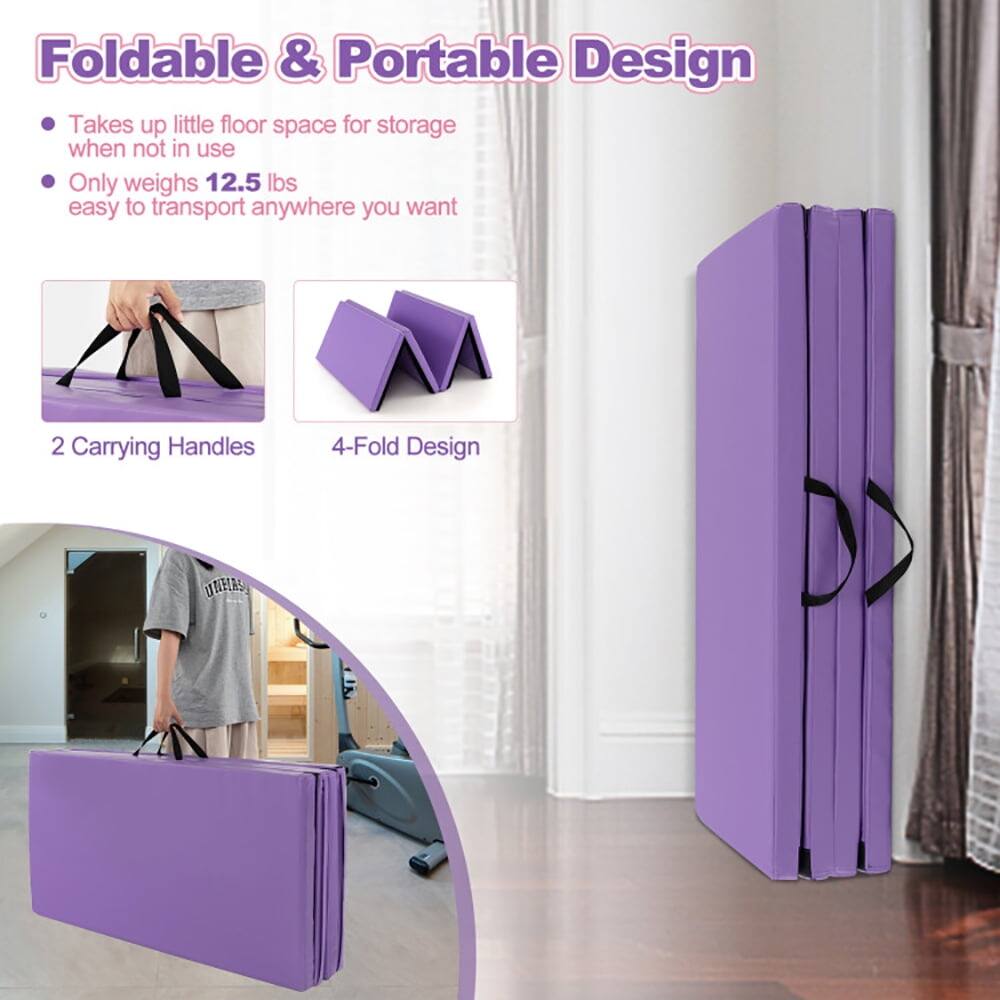 Foldable & Portable Design  
- Takes up little floor space for storage when not in use  
- Only weighs 12.5 lbs easy to transport anywhere you want  

2 Carrying Handles  
4-Fold Design