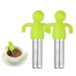 Unique Bargains - 2pcs Cute Tea Infuser, Stainless Steel Loose-Leaf Steeper w/ Silicone Handle, Reusable Thin Mesh for Teacups & Teapots - Light Green