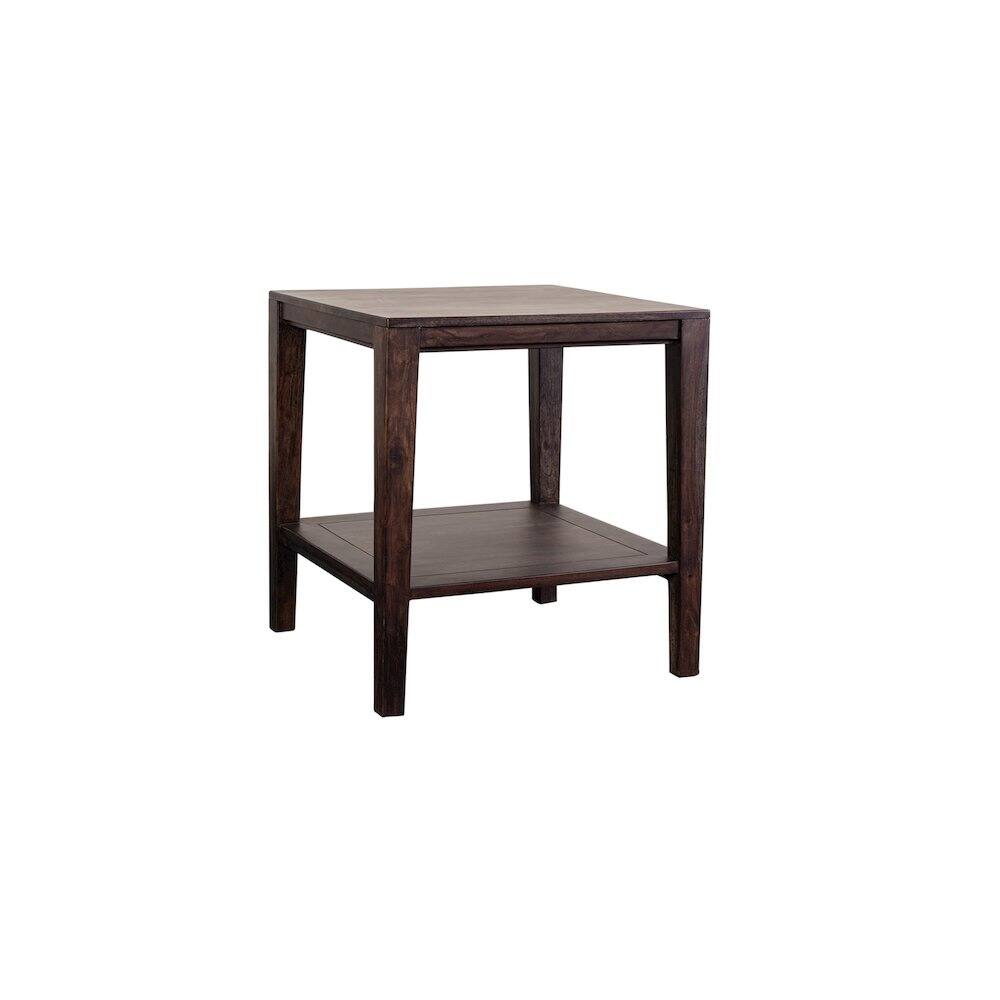 Angle. Porter Designs - Fall River Solid Sheesham Wood End Table - Gray.
