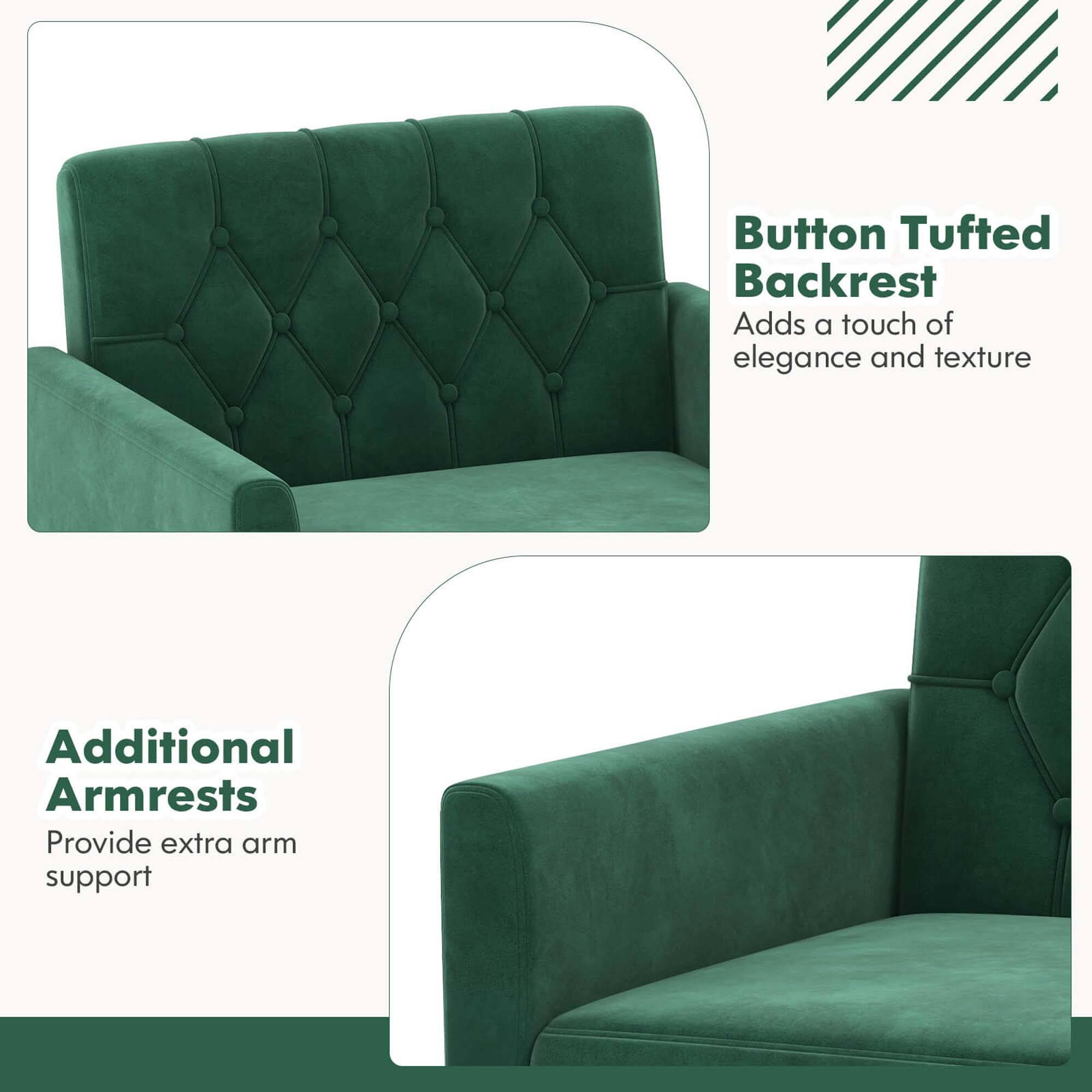 Button Tufted Backrest: Adds a touch of elegance and texture.
Additional Armrests: Provide extra arm support.