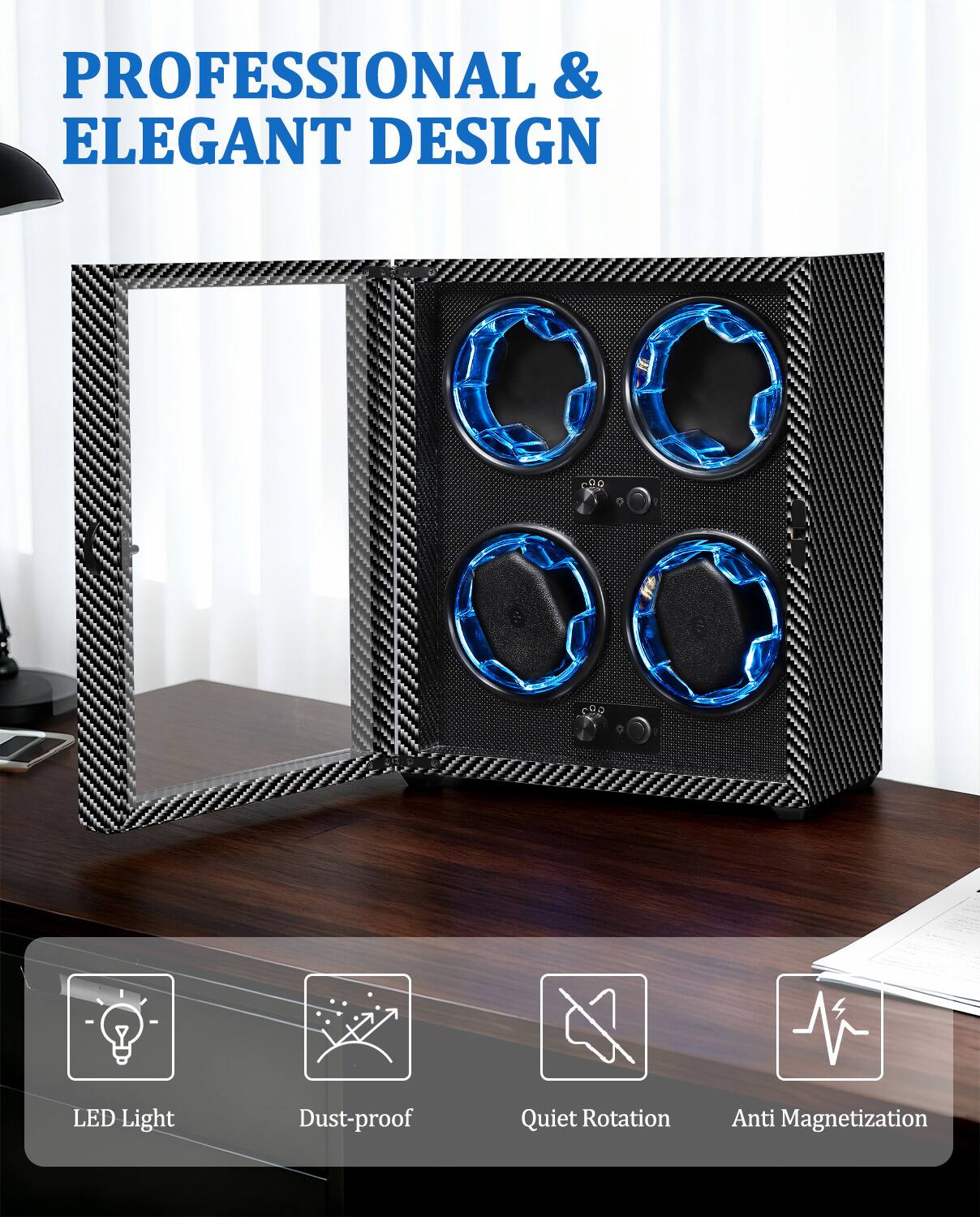 PROFESSIONAL & ELEGANT DESIGN

- LED Light
- Dust-proof
- Quiet Rotation
- Anti Magnetization