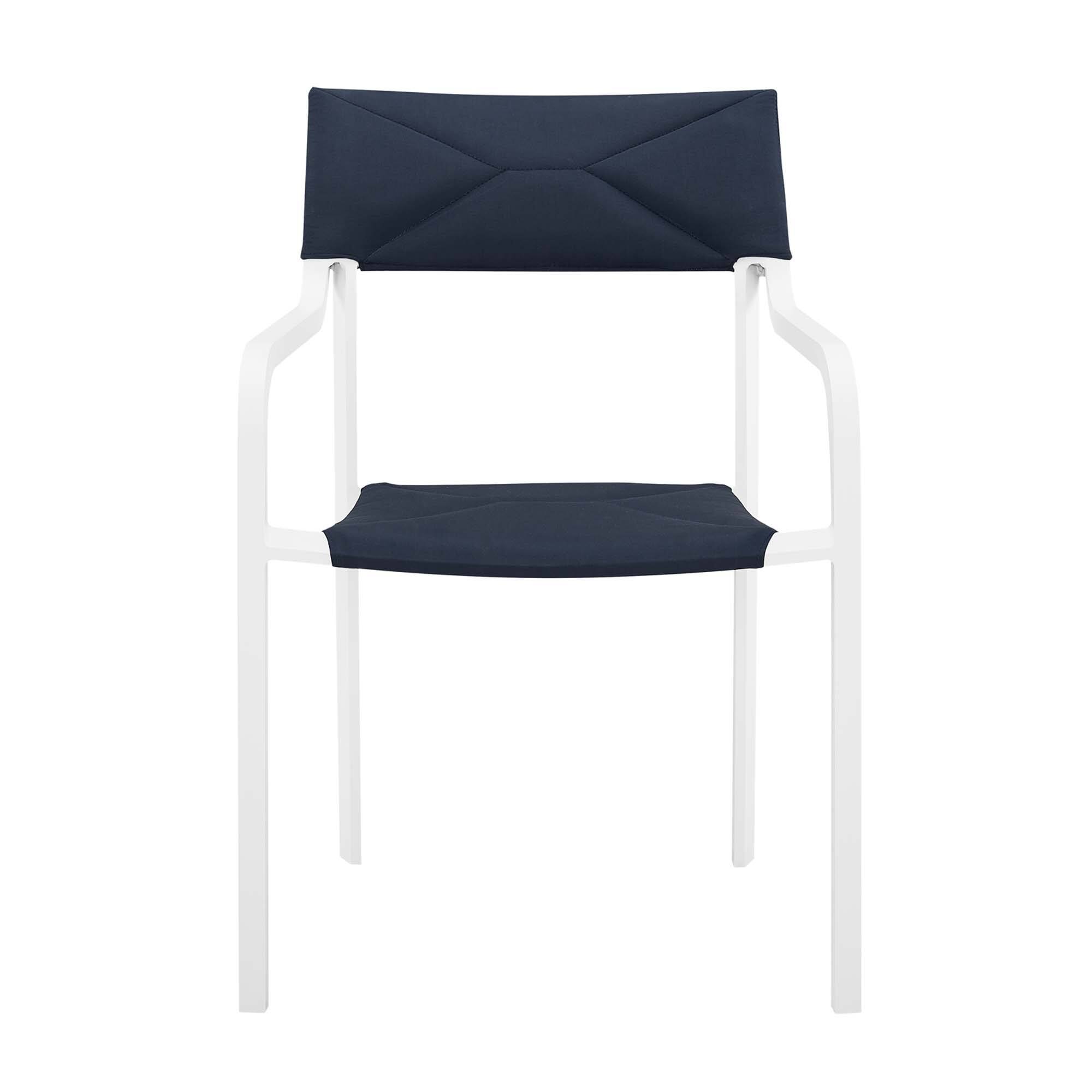 Alt View 2. Modway - Raleigh Stackable Outdoor Patio Aluminum Dining Armchair by Modway - White Navy.