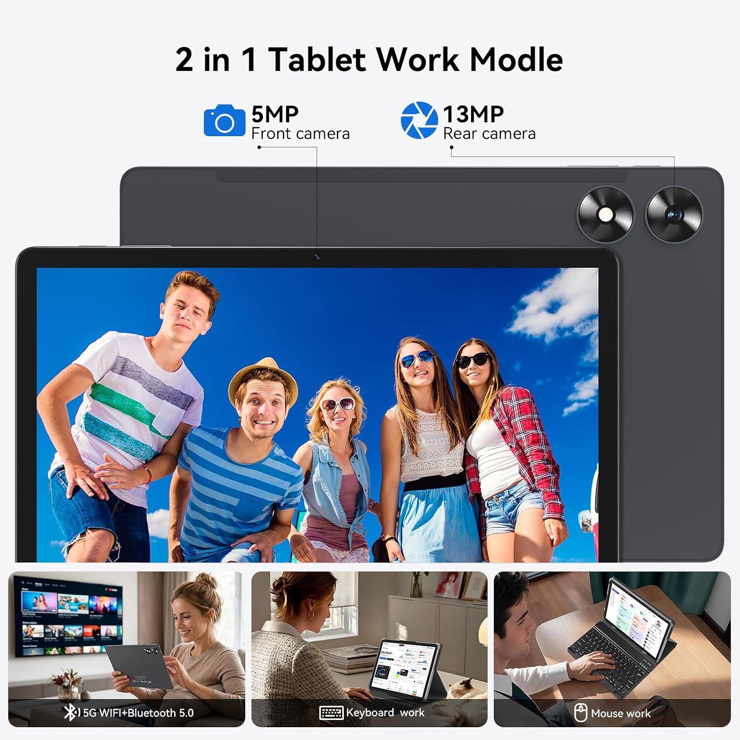 MEIZE Android 16 Tablet 11 inch, 128GB + 36GB + 1TB Expand, 90Hz IPS ...