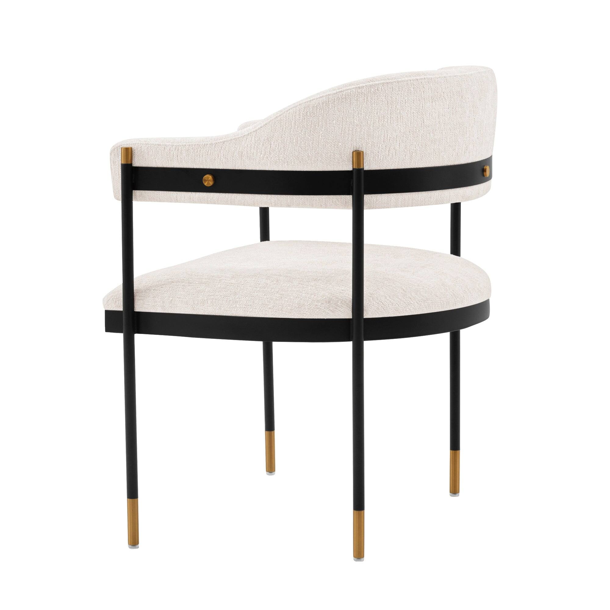 Alt View 3. Manhattan Comfort - Lia Modern Metal Chenille Dining Chair with Arms - Set of 2 - Cream.