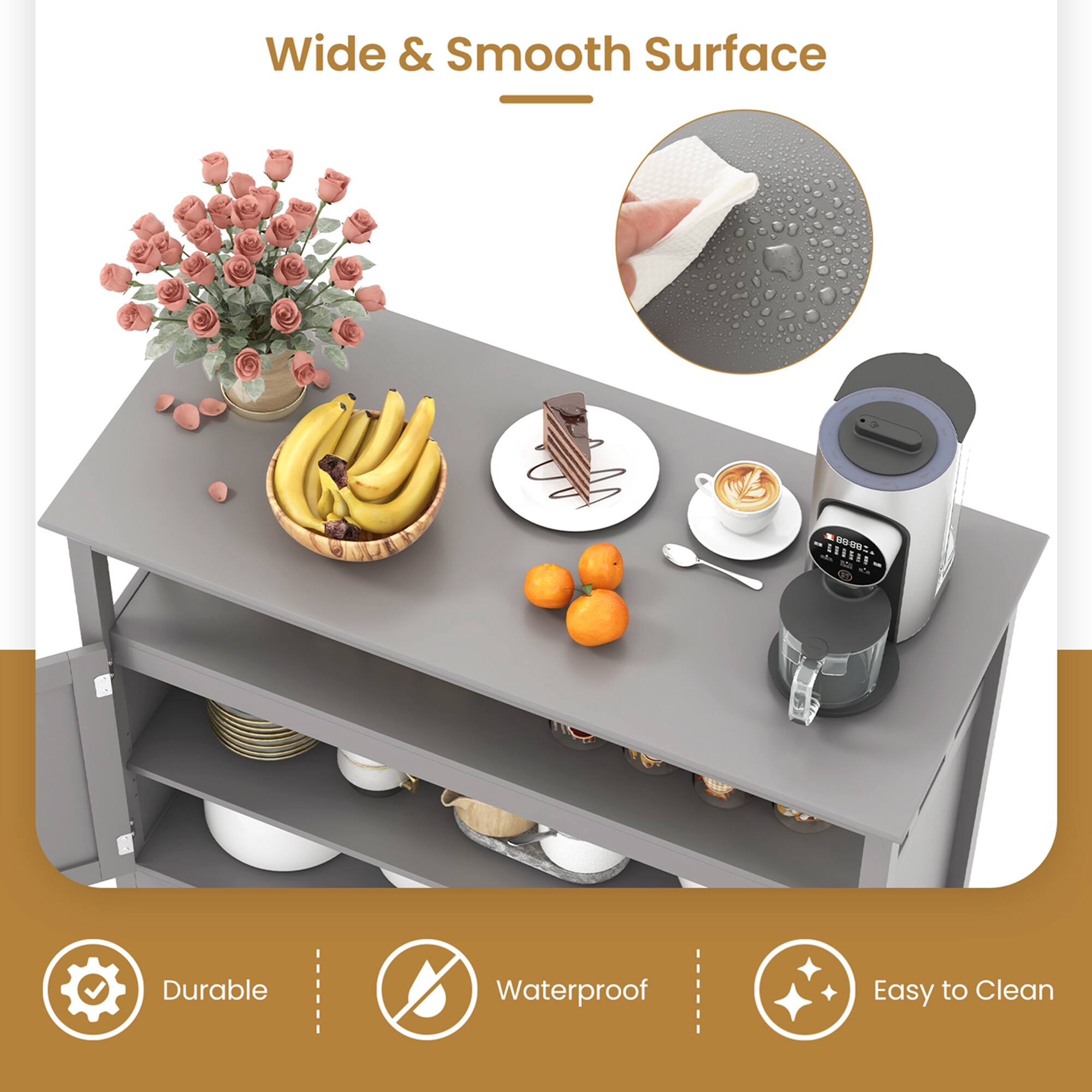 Wide & Smooth Surface: Durable, Waterproof, Easy to Clean