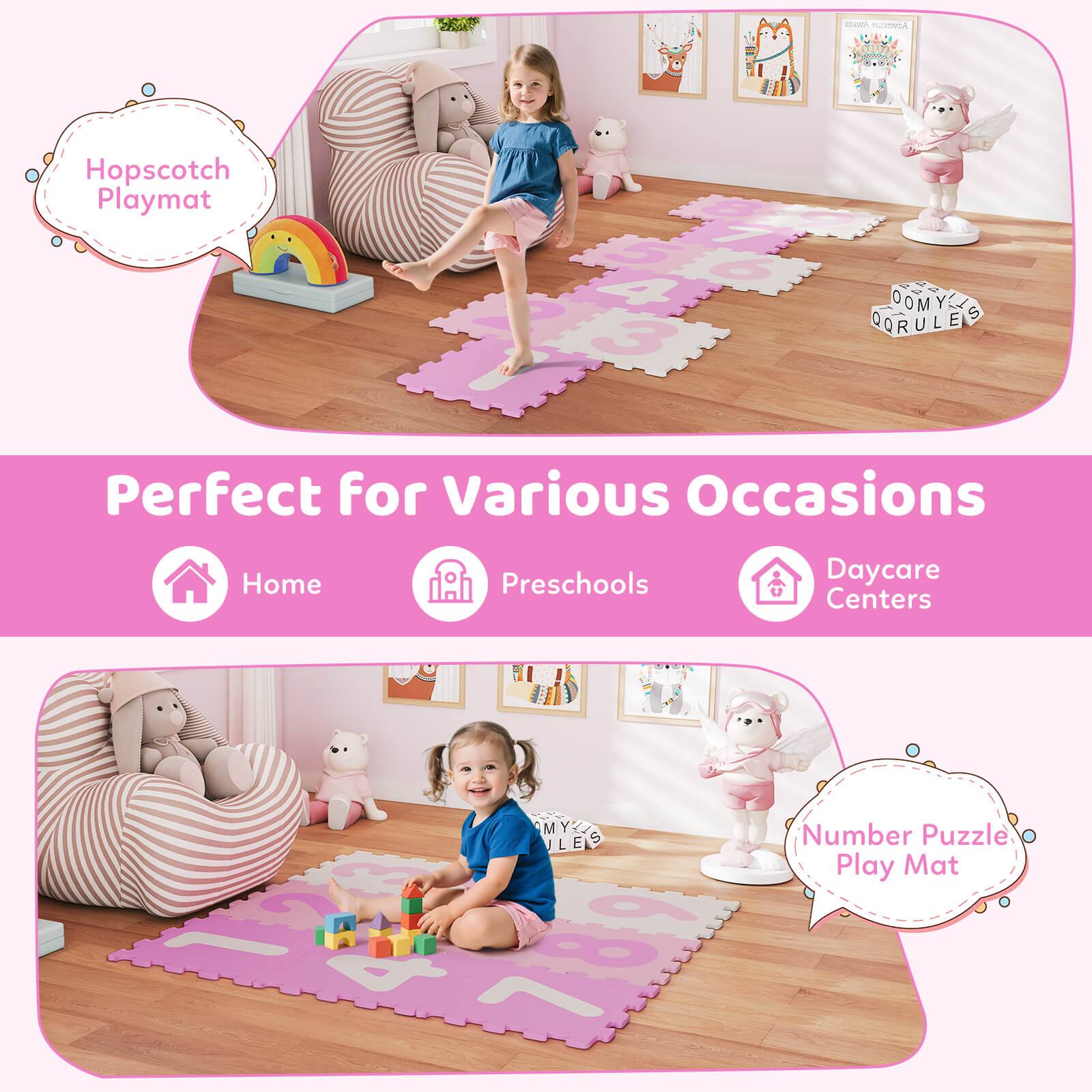 Hopscotch Playmat

Perfect for Various Occasions
- Home
- Preschools
- Daycare Centers

Number Puzzle Play Mat