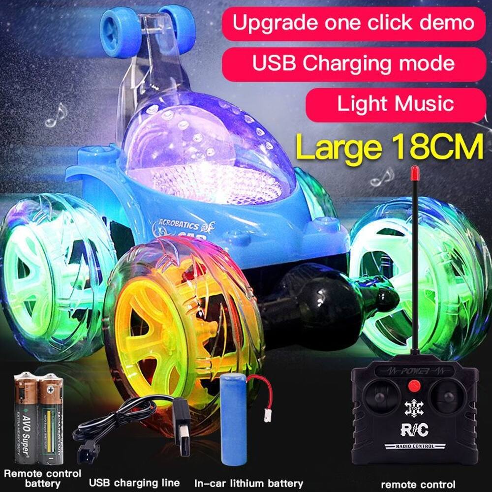Upgrade one click demo  
USB Charging mode  
Light Music  
Large 18CM  
ACROBATICS POWER  
AVO Super  
Remote control  
battery  
USB charging line  
In-car lithium battery  
R/C RADIO CONTROL remote control