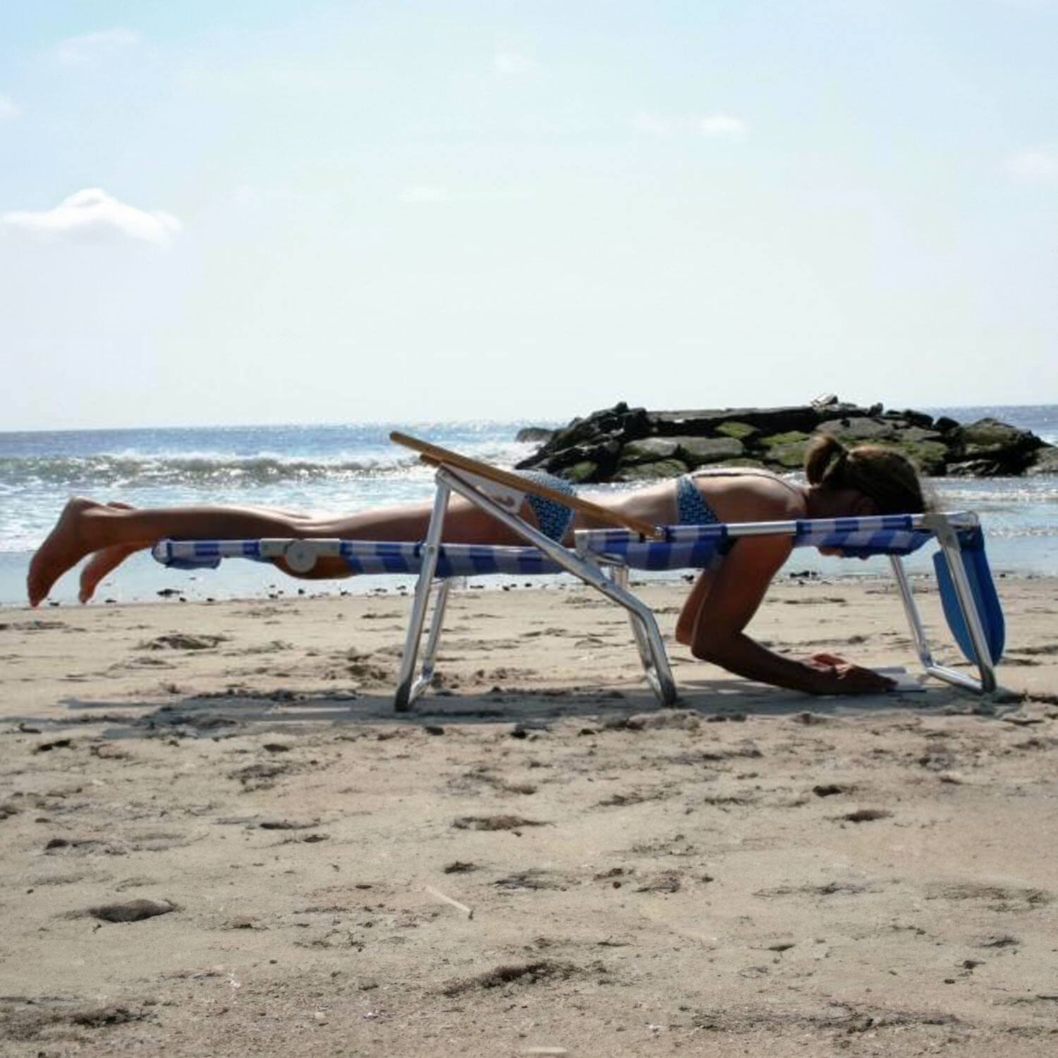 Alt View 8. Ostrich - Ostrich The Original 3N1 Lightweight Beach Lounge Chair with Footrest, Stripe - Striped.