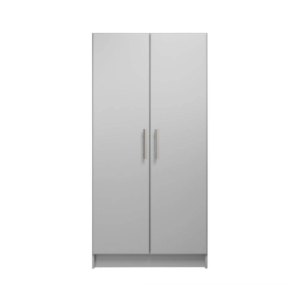 Angle. Prepac - Elite 32 inch Wardrobe Cabinet, Gray - Gray.