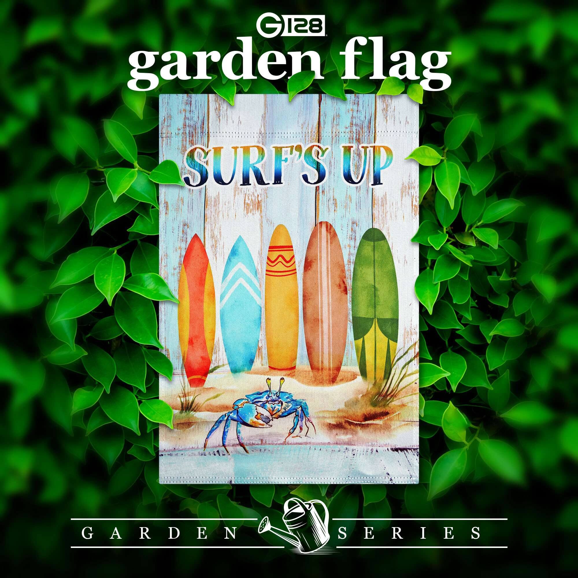 G 128 garden flag  
SURF'S UP  
GARDEN SERIES