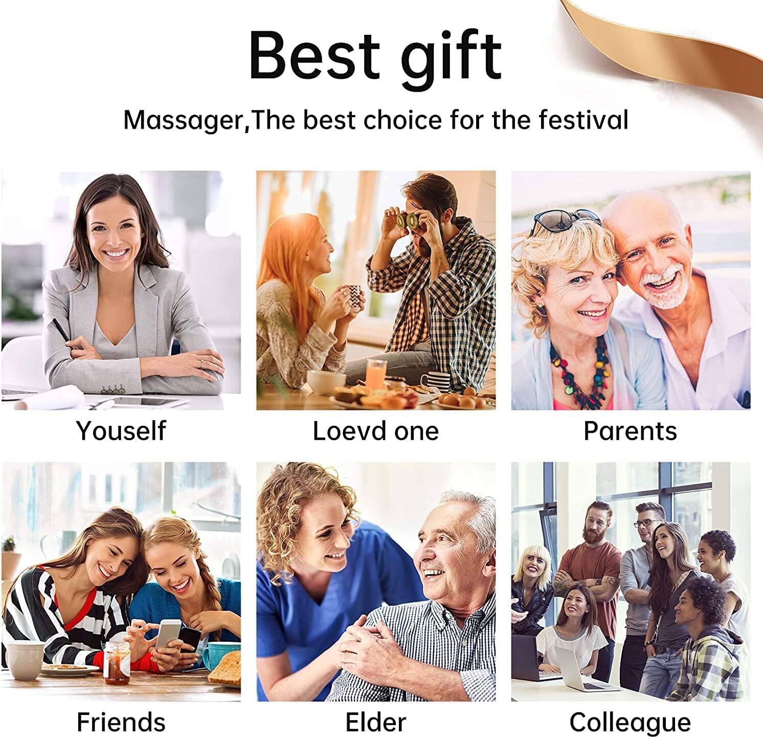 Best gift  
Massager, The best choice for the festival  

- Yourself  
- Loved one  
- Parents  
- Friends  
- Elder  
- Colleague