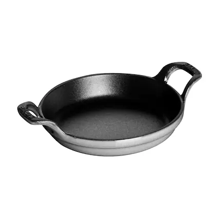 Front. Staub - Staub Cast Iron 4.5-inch Mini Round Gratin Baking Dish - Graphite Grey - Graphite Grey.