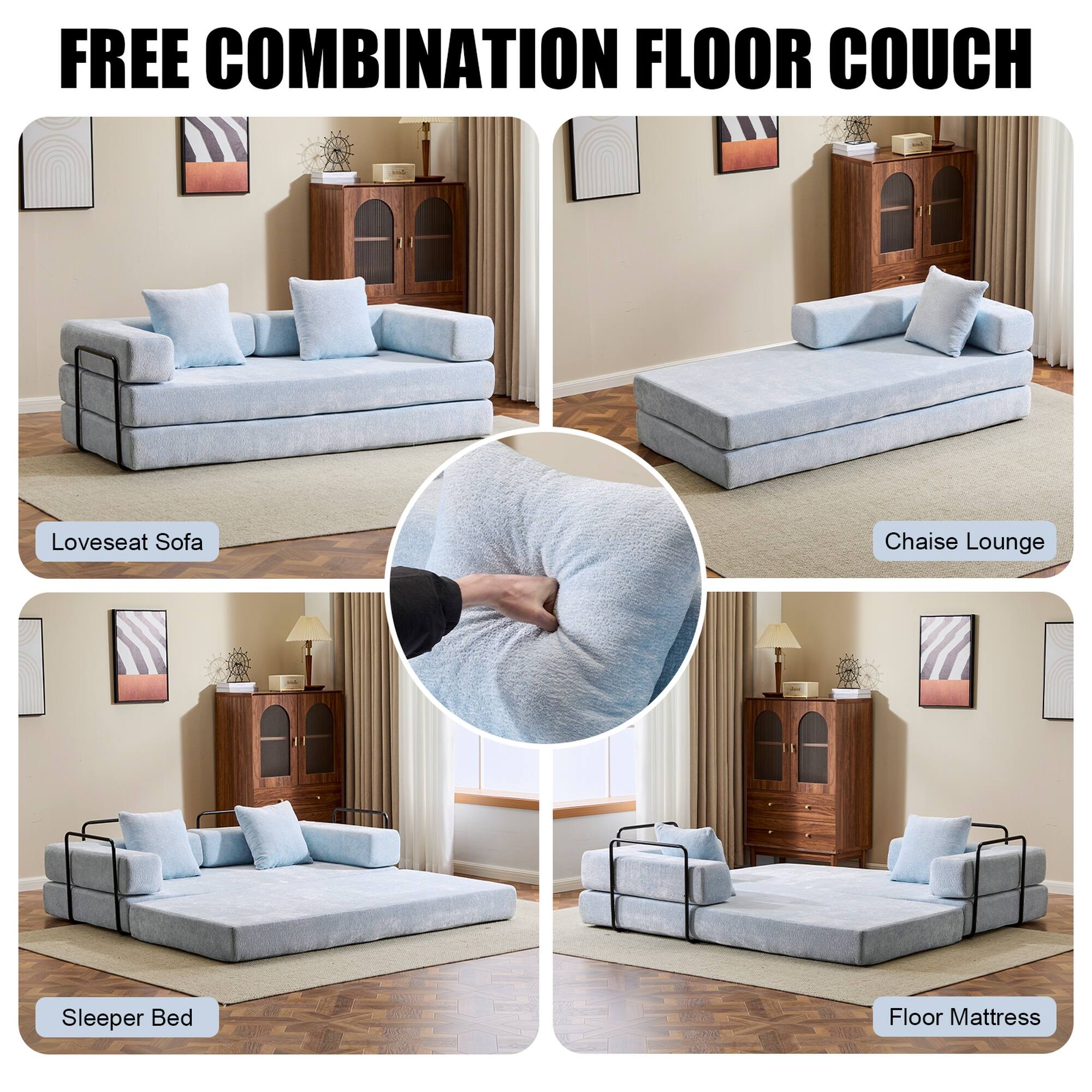 FREE COMBINATION FLOOR COUCH

- Loveseat Sofa
- Chaise Lounge
- Sleeper Bed
- Floor Mattress