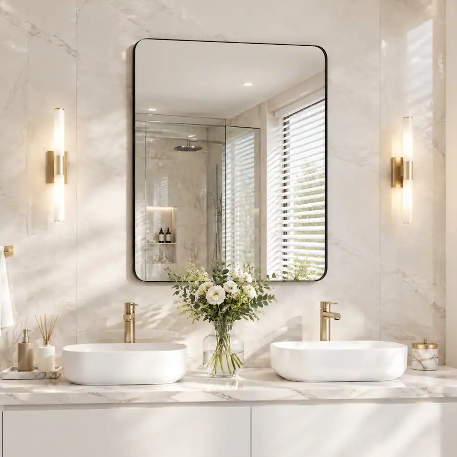 Irrow Frame RYHNUYNE 24x36 Inch Rectangular Wall Mirror, Metal Framed, Modern ...