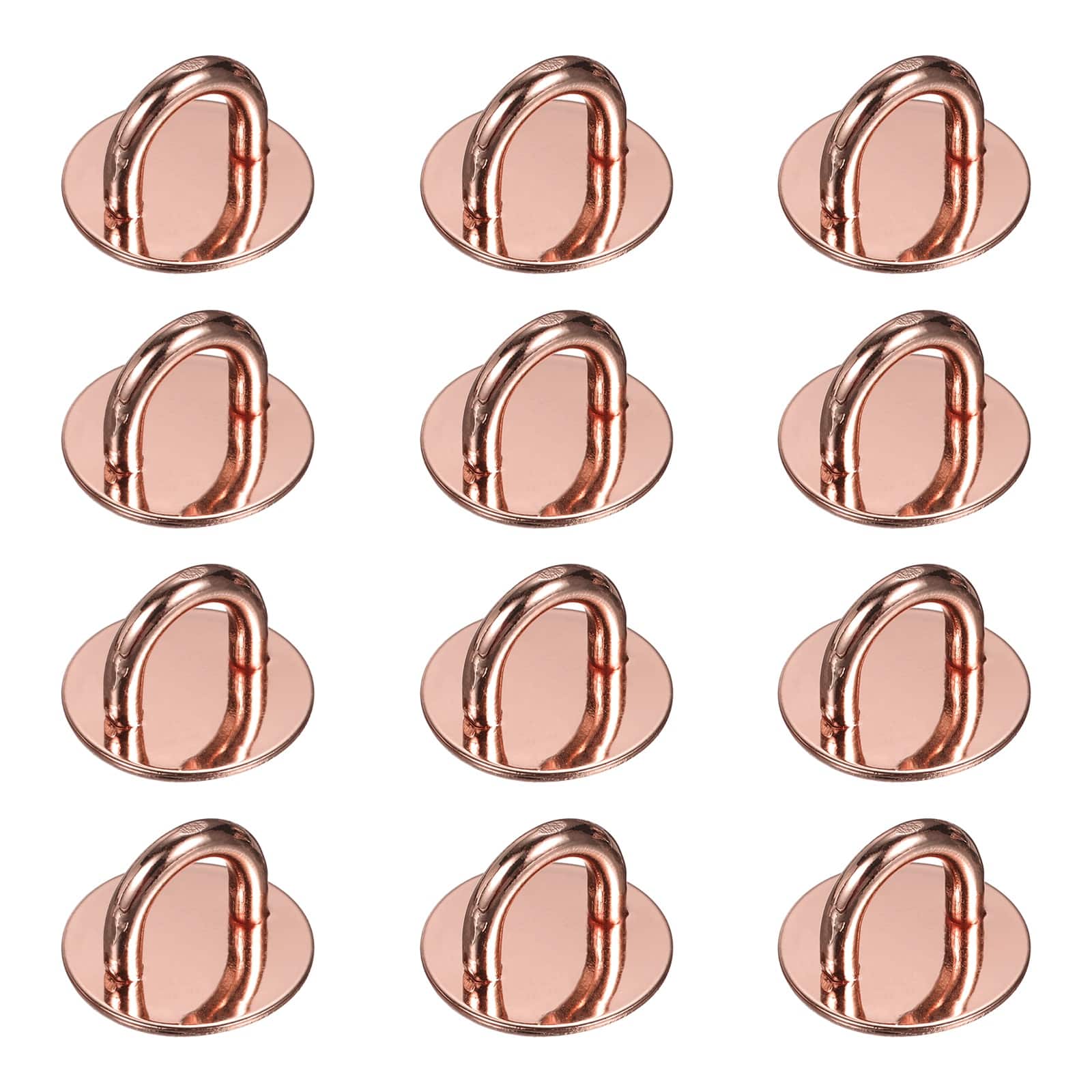 Unique Bargains - Metal Phone Charm Hook 0.7", 12pcs Adhesive Circle Shaped Finger Grip for Smartphones Keychain Tablet Case Accessories - Rose Gold