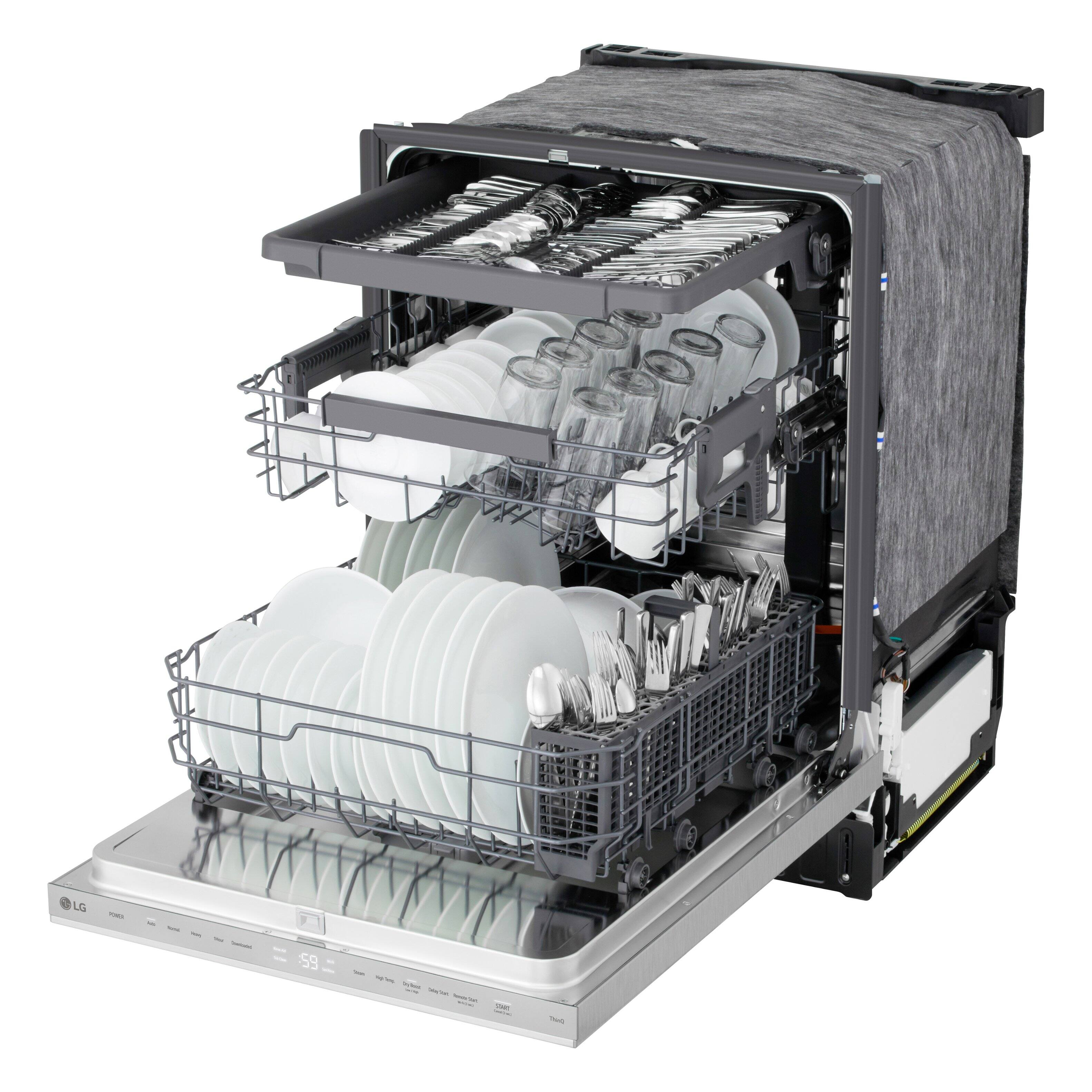 Alt View 15. LG - FlushFit 24" Top Control Smart Built-In Stainless Steel Tub Dishwasher with 3rd Rack, 1-Hour Wash & Dry Cycle and 46dBA - PrintProof Stainless Steel.