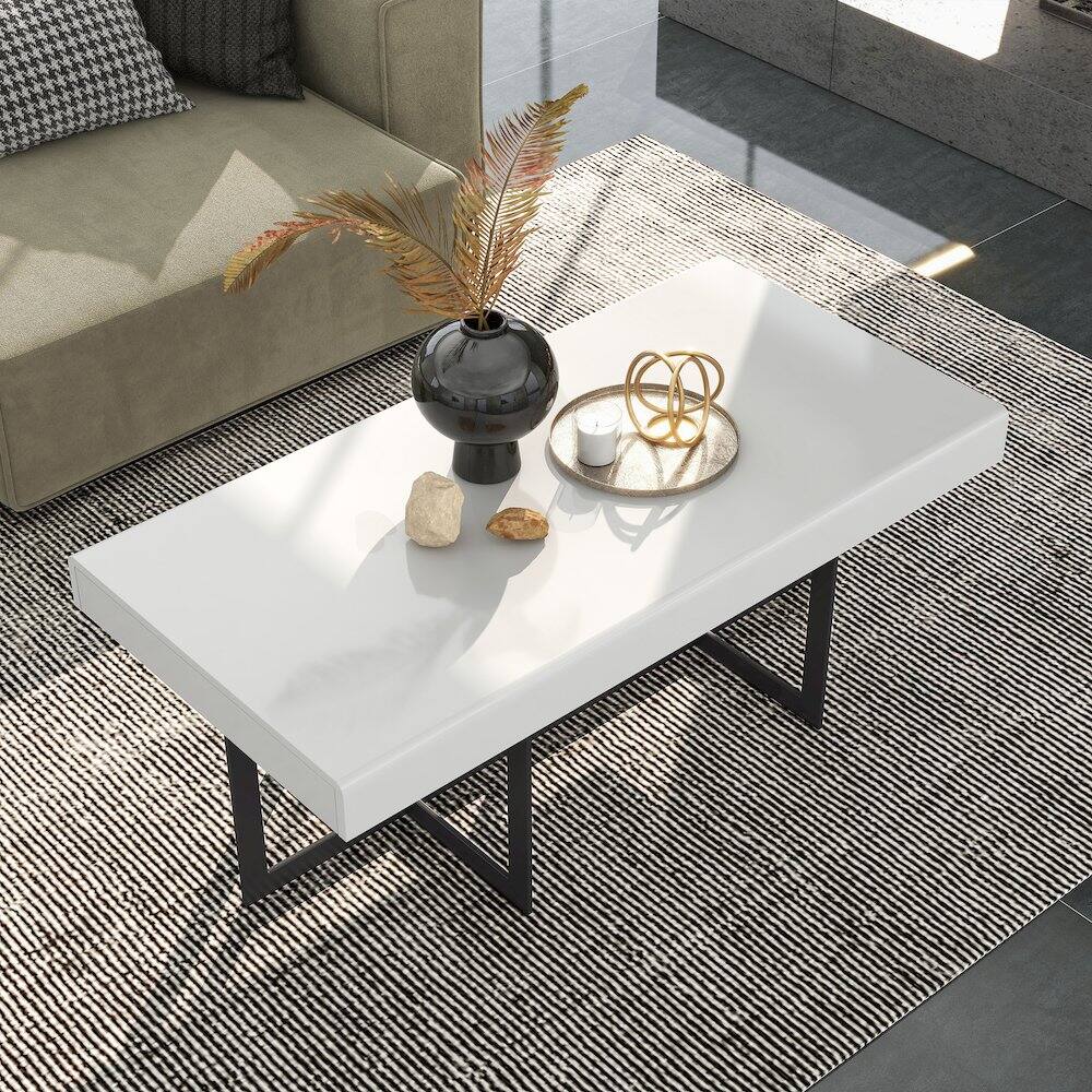 Alt View 4. Furniture of America - Vasket Contemporary Metal 2-Drawer Coffee Table - White.