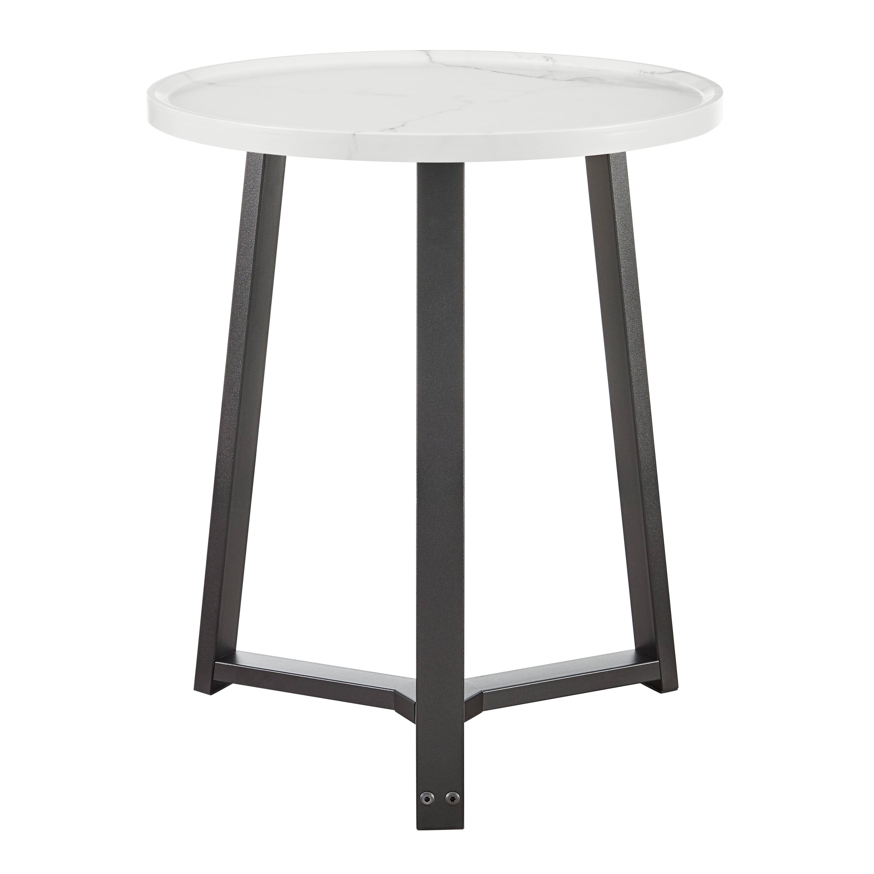 Alt View 9. Danya B - Harper Round Side Accent Table - White Marble/Black - White Marble/Black.