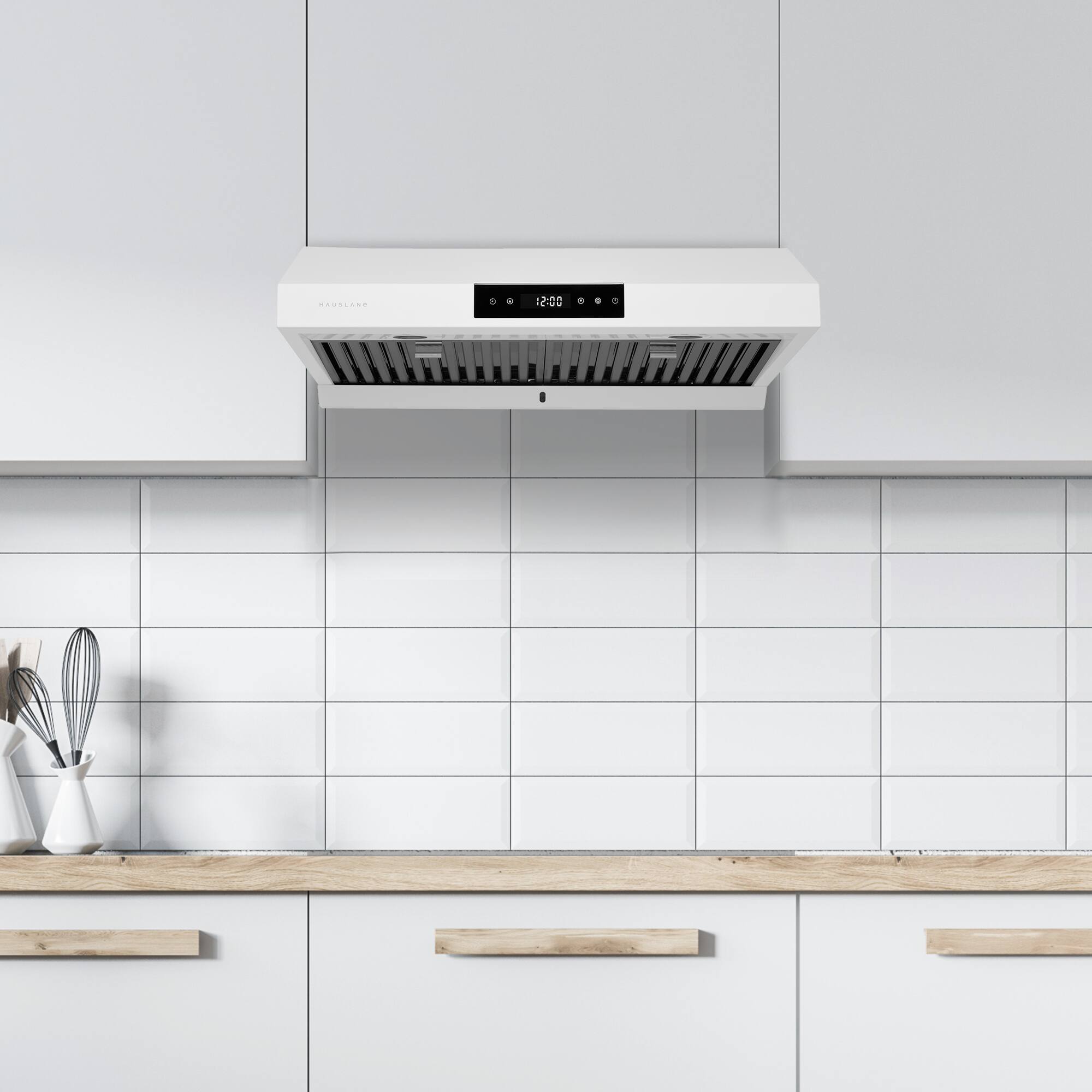 Alt View 2. Hauslane - Hauslane UC-PS18 30-in Ducted Matte White Undercabinet Range Hood with 3-Way Venting System - Matte White.
