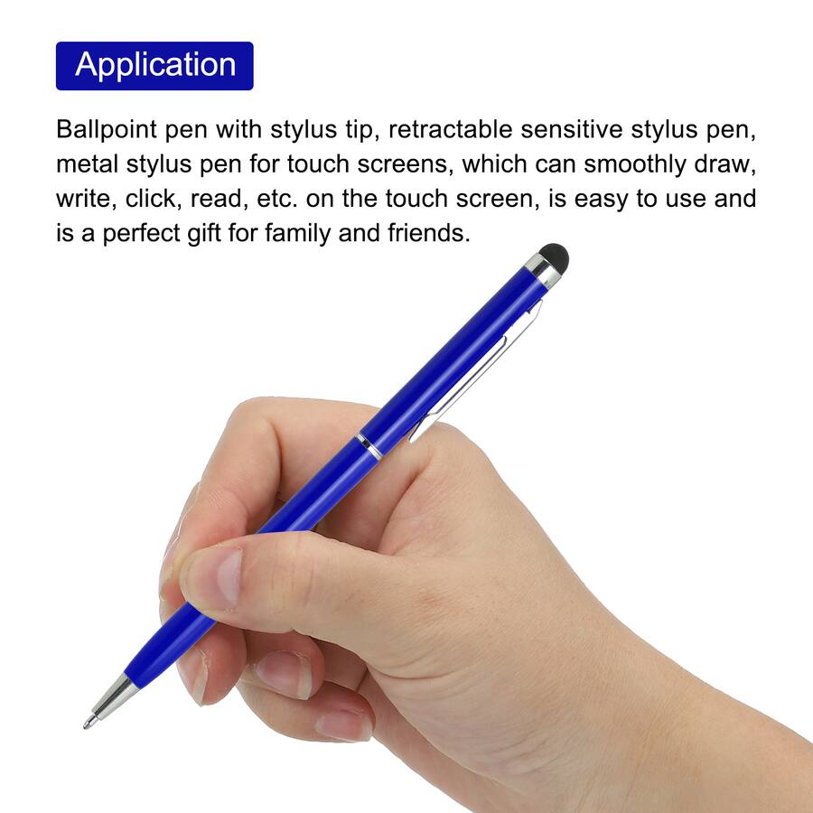Unique Bargains 6pcs 2 in 1 Metal Ballpoint Pen & Retractable Stylus ...