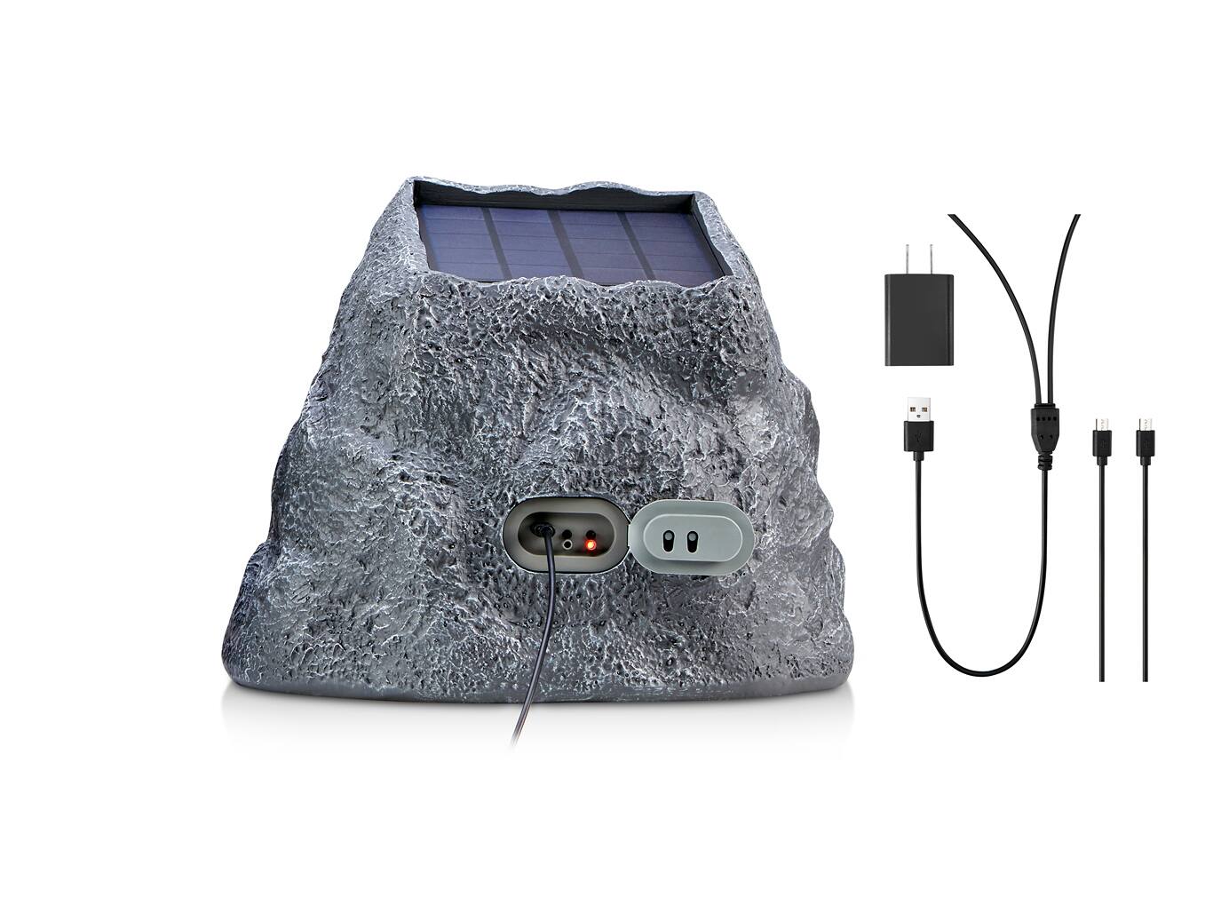 Back. SoundPro - Bluetooth Multi-Link Solar Rechargeable Wireless Rock Speaker - Gray Slate.