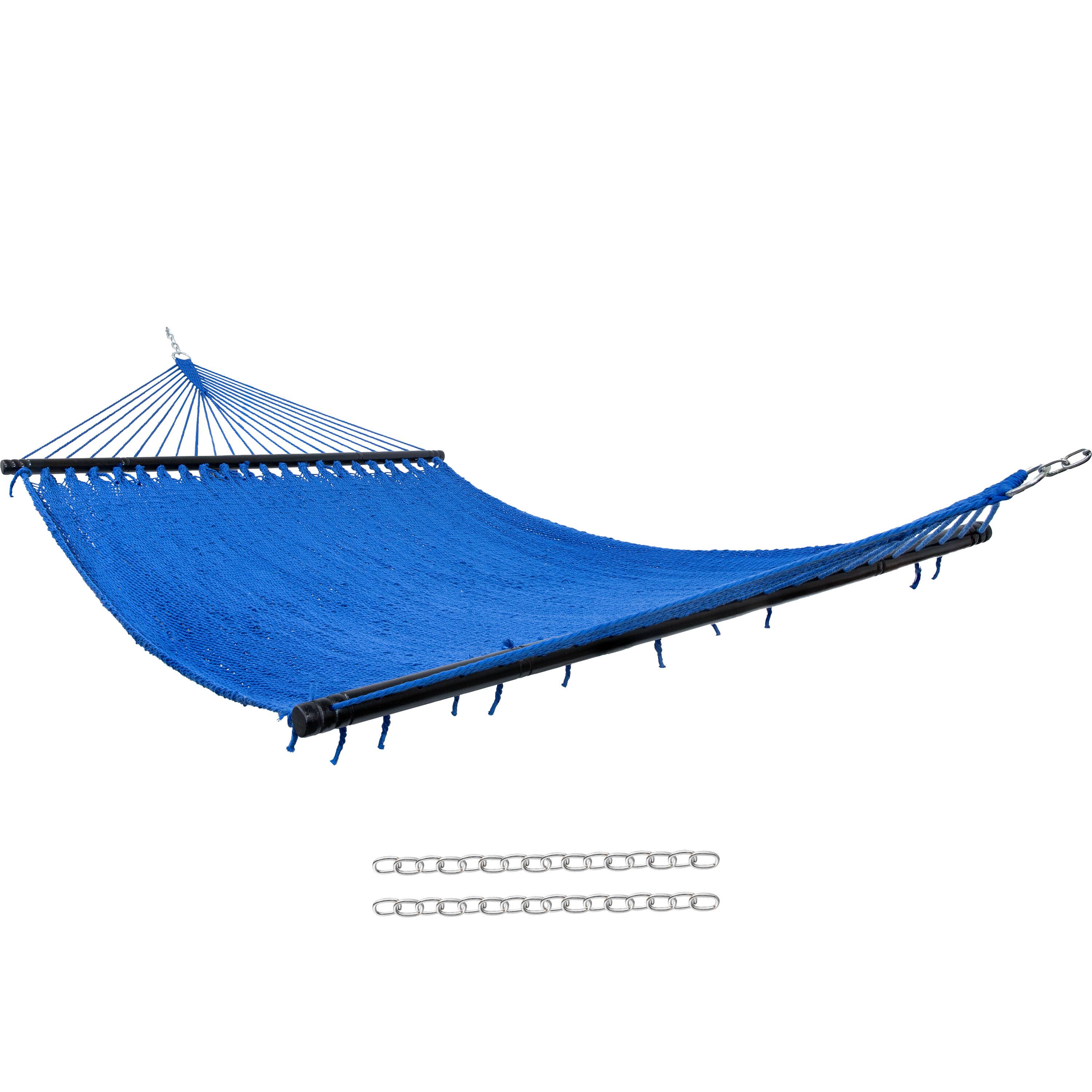 Sunnydaze - 2-Person Polyester Rope Hammock with Spreader Bars - Blue