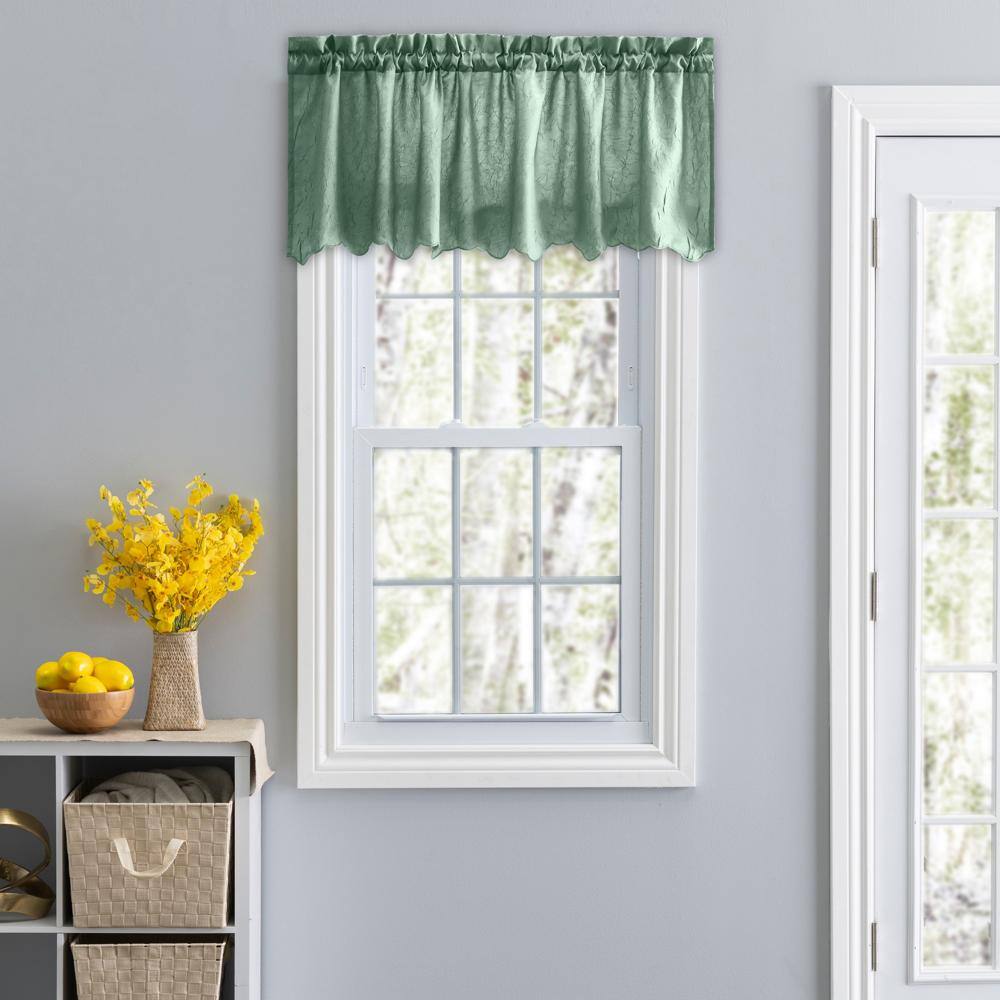 Angle. Ellis Curtain - Ellis Curtain Portland Crushed Taffeta Rod Pocket Valance - 48x15" Spa - Spa.
