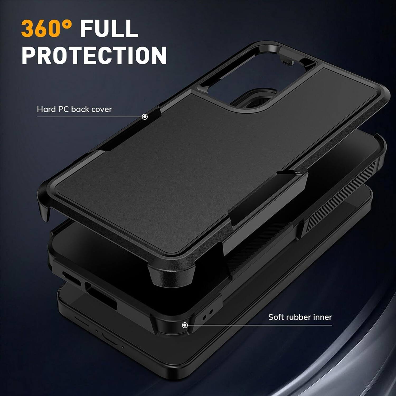 360° FULL PROTECTION

Hard PC back cover

Soft rubber inner