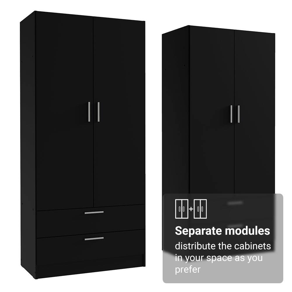 Separate modules distribute the cabinets in your space as you prefer