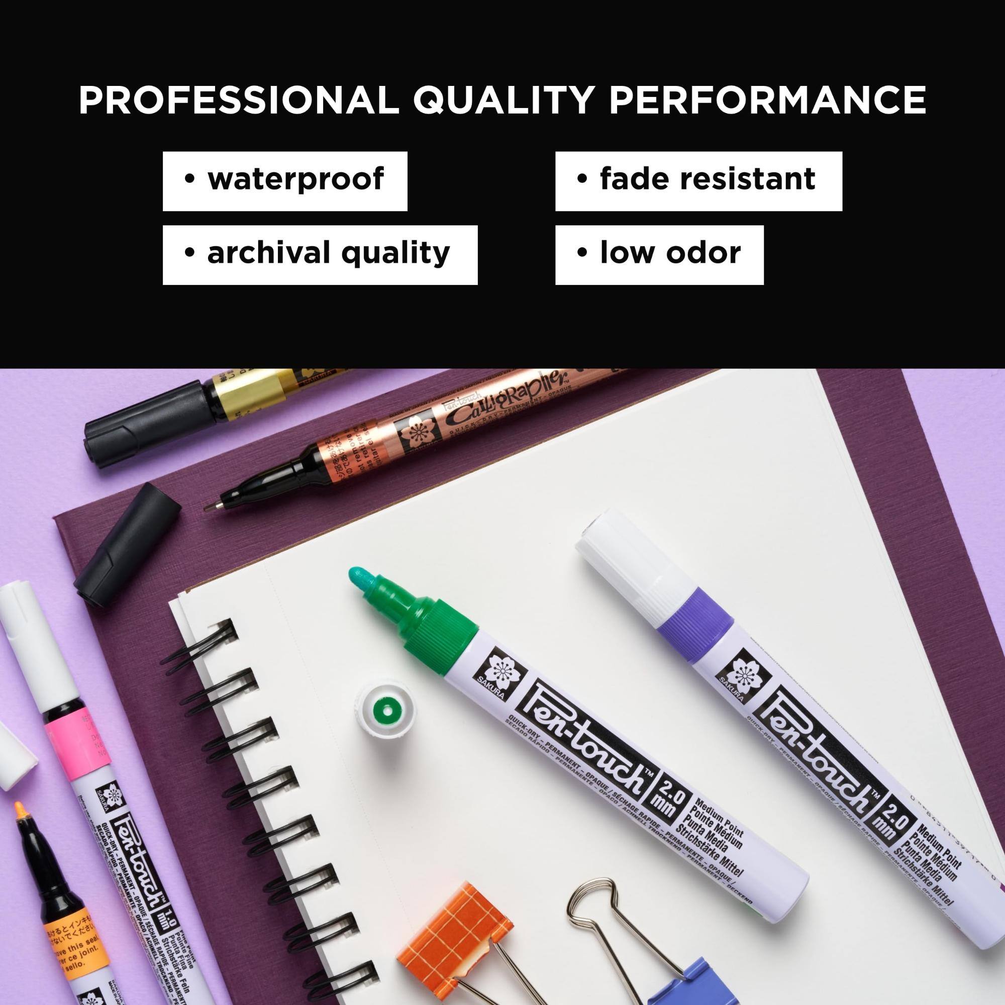 PROFESSIONAL QUALITY PERFORMANCE

- waterproof
- fade resistant
- archival quality
- low odor

Calligraphy:
QUICK-DAY en-touch COMPORT mm this sea Panta 8 ce joint Strichstrke sello. BREWTO Pela & SAKURA SAKURA 100% SA PERMANENT touch Per-touch SPAGUE 2.0 The I mm Medium 2.0 Punta Mdium mm Strichstrke Mittel Strichstrke Punta Pointe Media Mdium Point SPAQUE Mittel