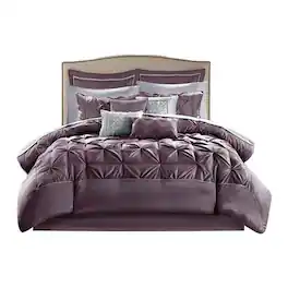 Gracie Mills - Steele 24-Piece Faux silk Polyoni Tufted Room in a Bag - Plum