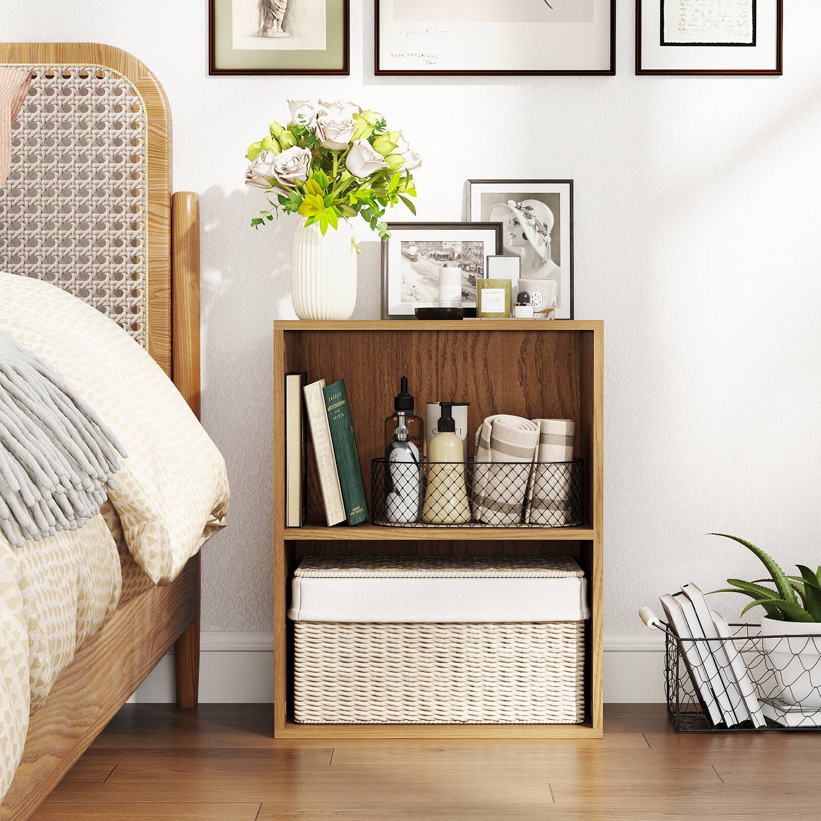 Alt View 5. Costway - Costway 2-Cube Bookcase with 5-Position Adjustable Shelf, Anti-Toppling Kits for Study - Natural.