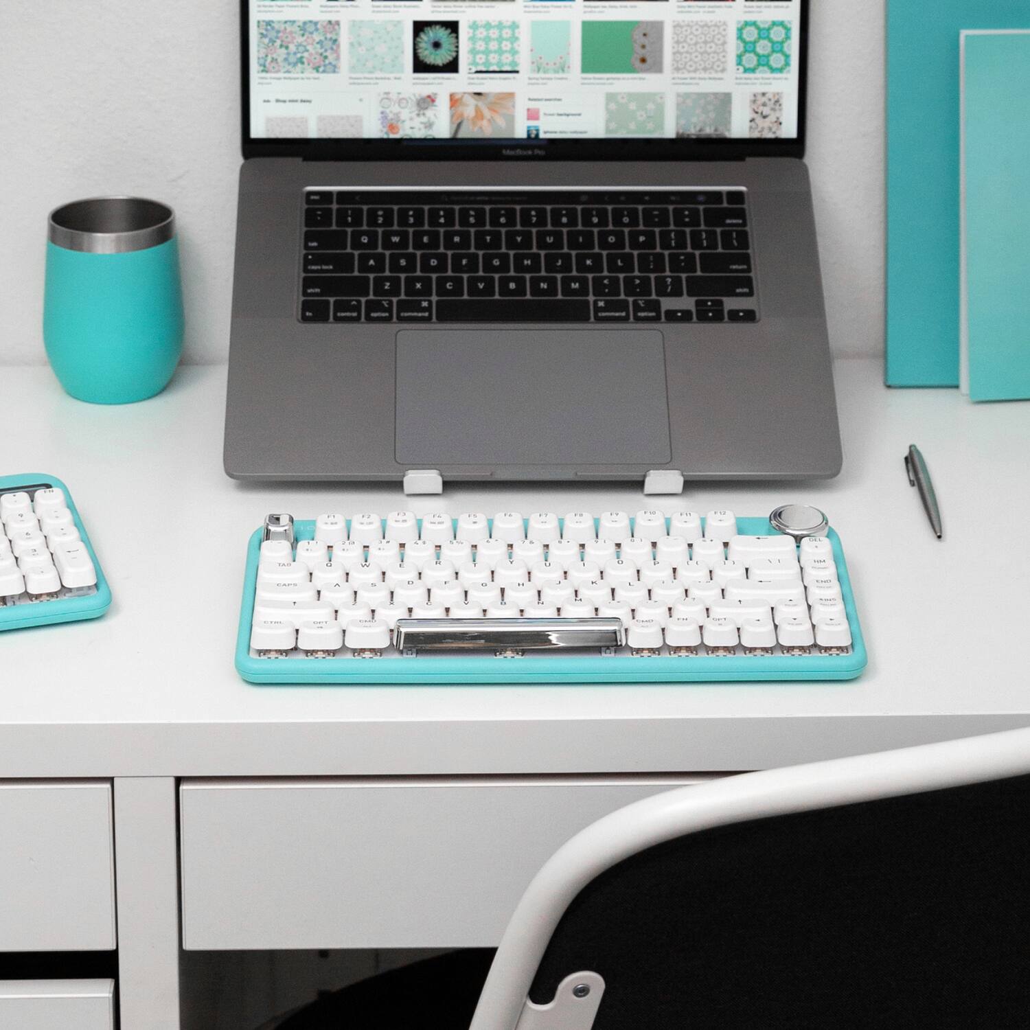 Left. AZIO - Wireless Mechanical Keyboard - Daisy Mint.