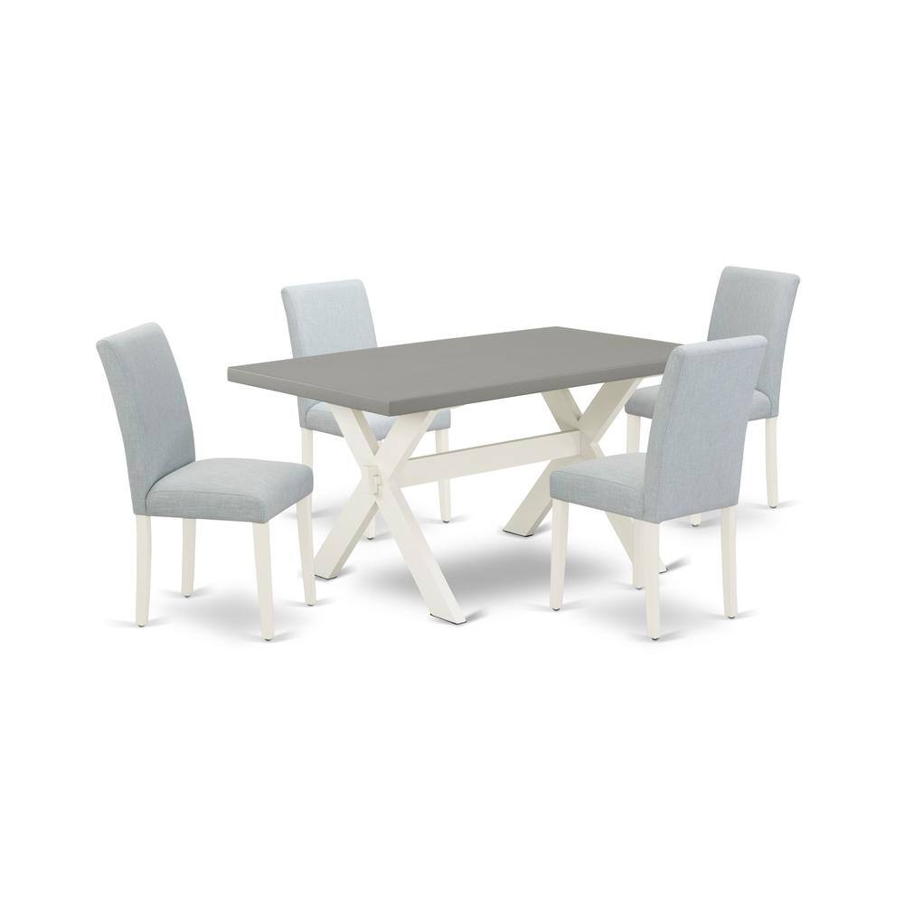 Left. East West Furniture - East West Furniture 5-Pc dining room table set Includes 4 Dining Chairs with Upholstered Seat and High Back and a - Multi-Color.