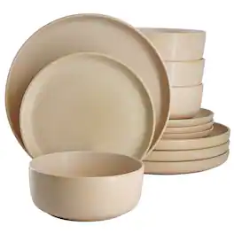 Gibson - Soho Lounge Bryant Park 12 Piece Reactive Stoneware Dinnerware Set - Beige