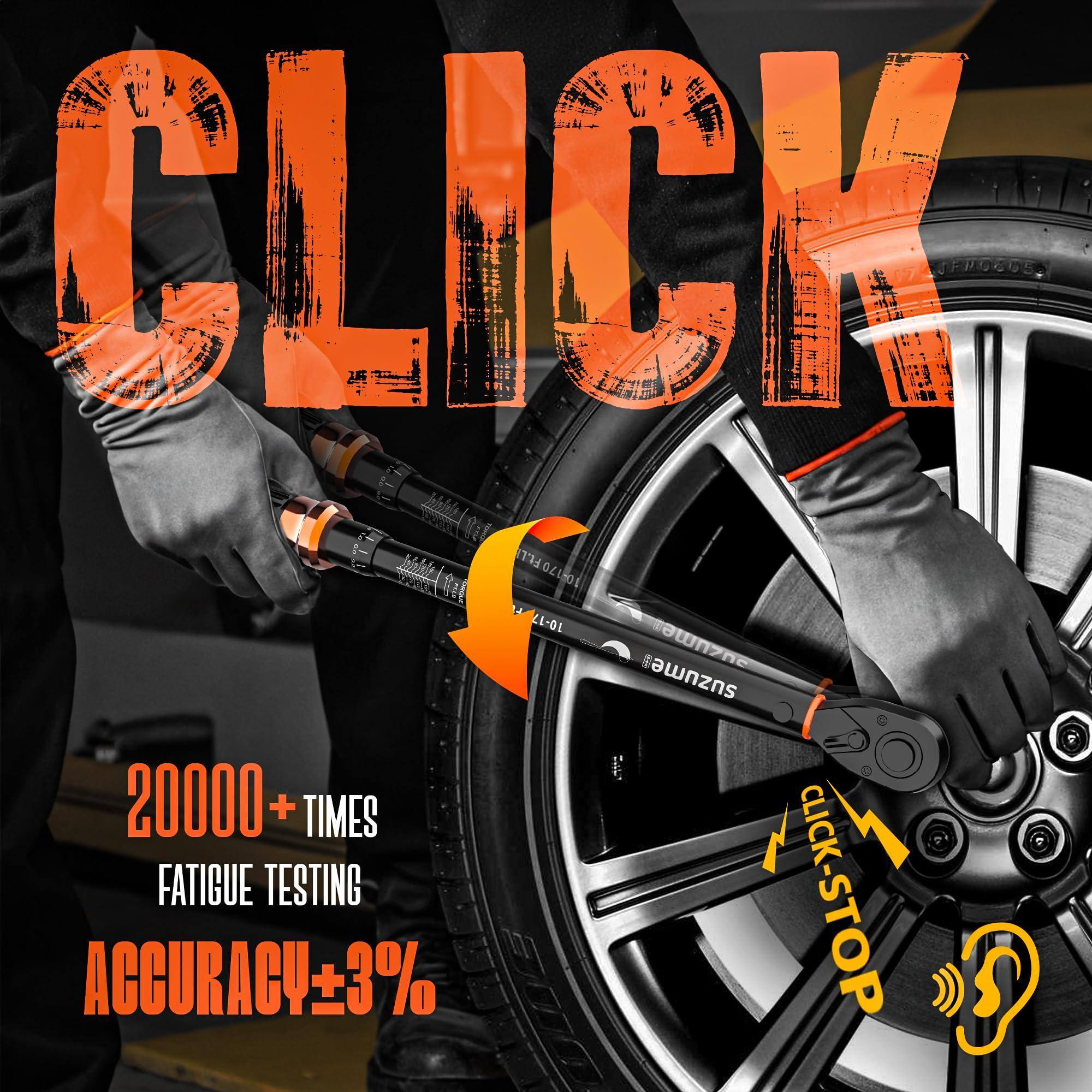 CLICK  
20000 + TIMES FATIGUE TESTING  
ACCURACY ±3%  
CLICK-STOP