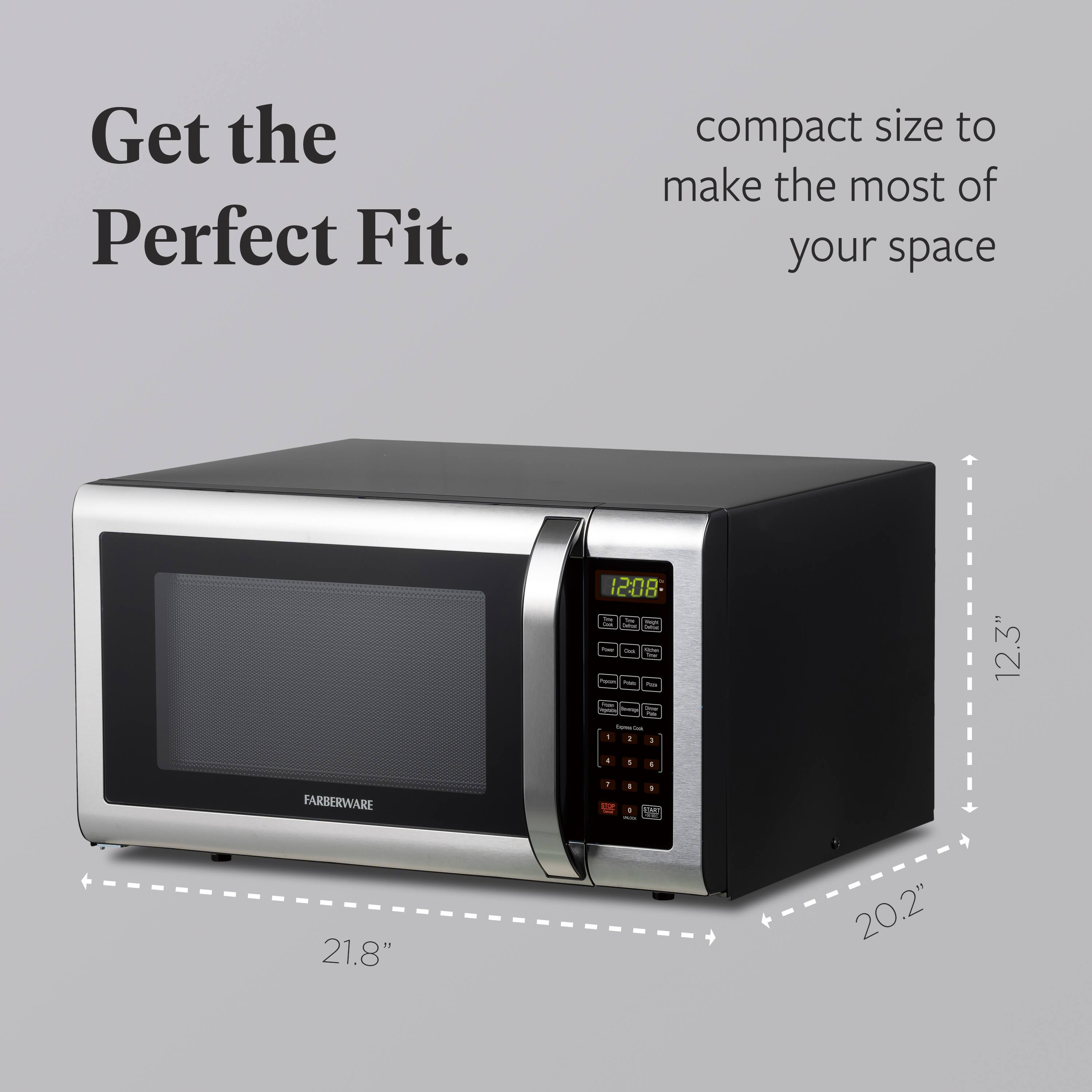 Get the Perfect Fit.  
compact size to make the most of your space  

12.3"  
21.8"  
20.2"  

FARBERWARE