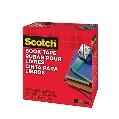 Scotch  
BOOK TAPE  
RUBAN POUR LIVRES  
CINTA PARA LIBROS  

CONT. 1 ROLL/ROULEAU/ROLLO  
2 POPULAR, X 540 IN/PO/PULG.  
15 YD/V  
50.8 mm X 13.7 m  

3M