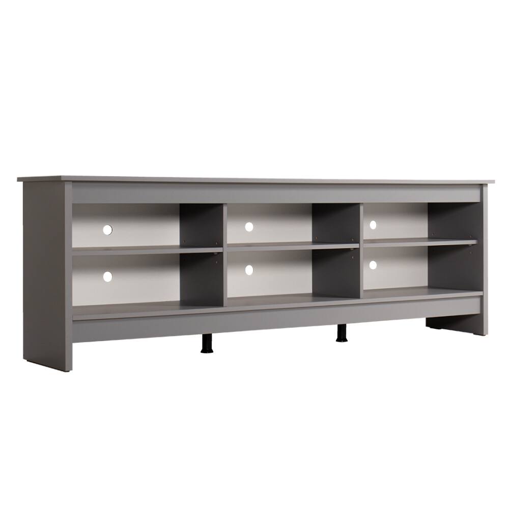 Back. Madesa - Madesa TV Stand Entertainment Center with 6 Open Shelves and Cable Management 70"L - Gray - Gray.