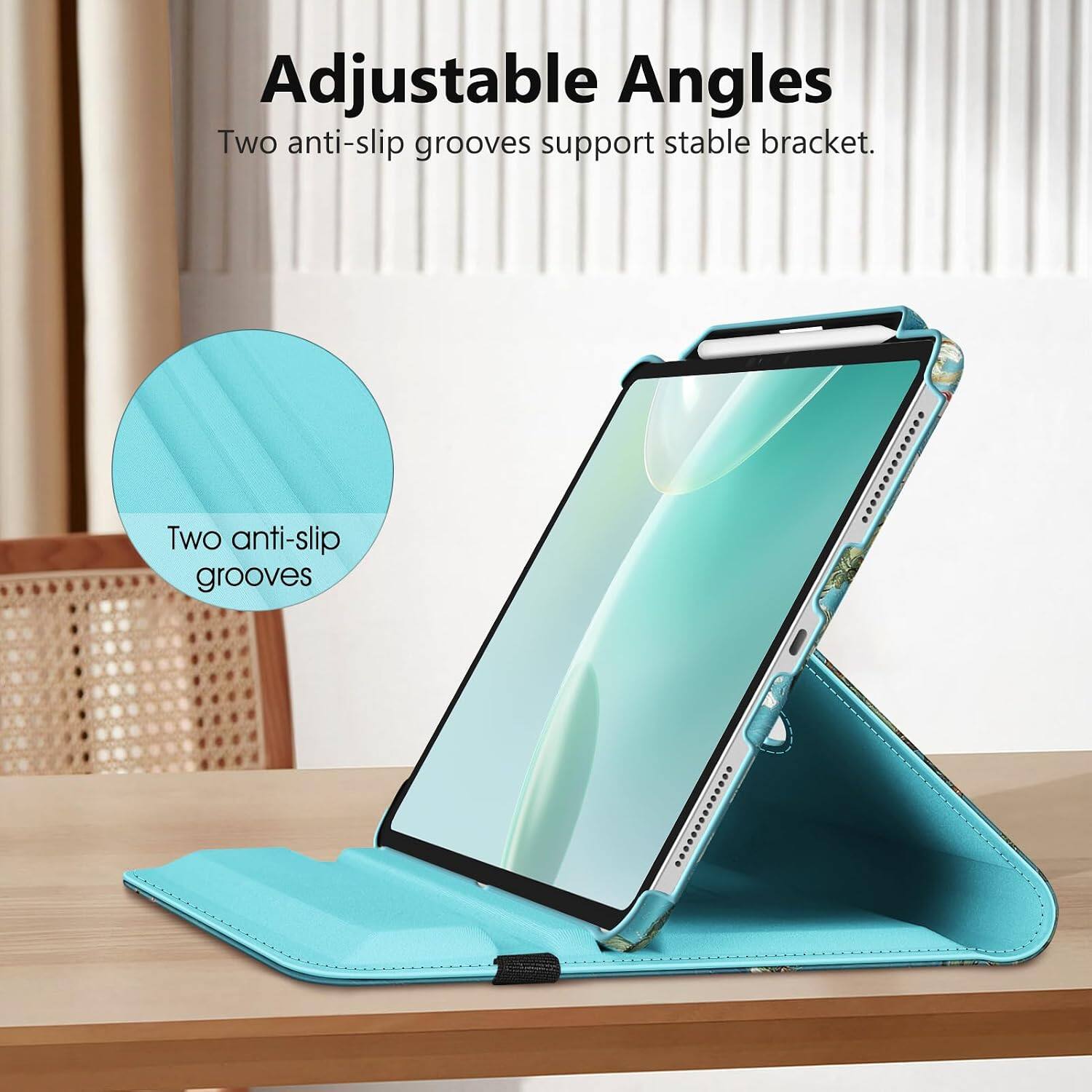Adjustable Angles  
Two anti-slip grooves support stable bracket.  
Two anti-slip grooves