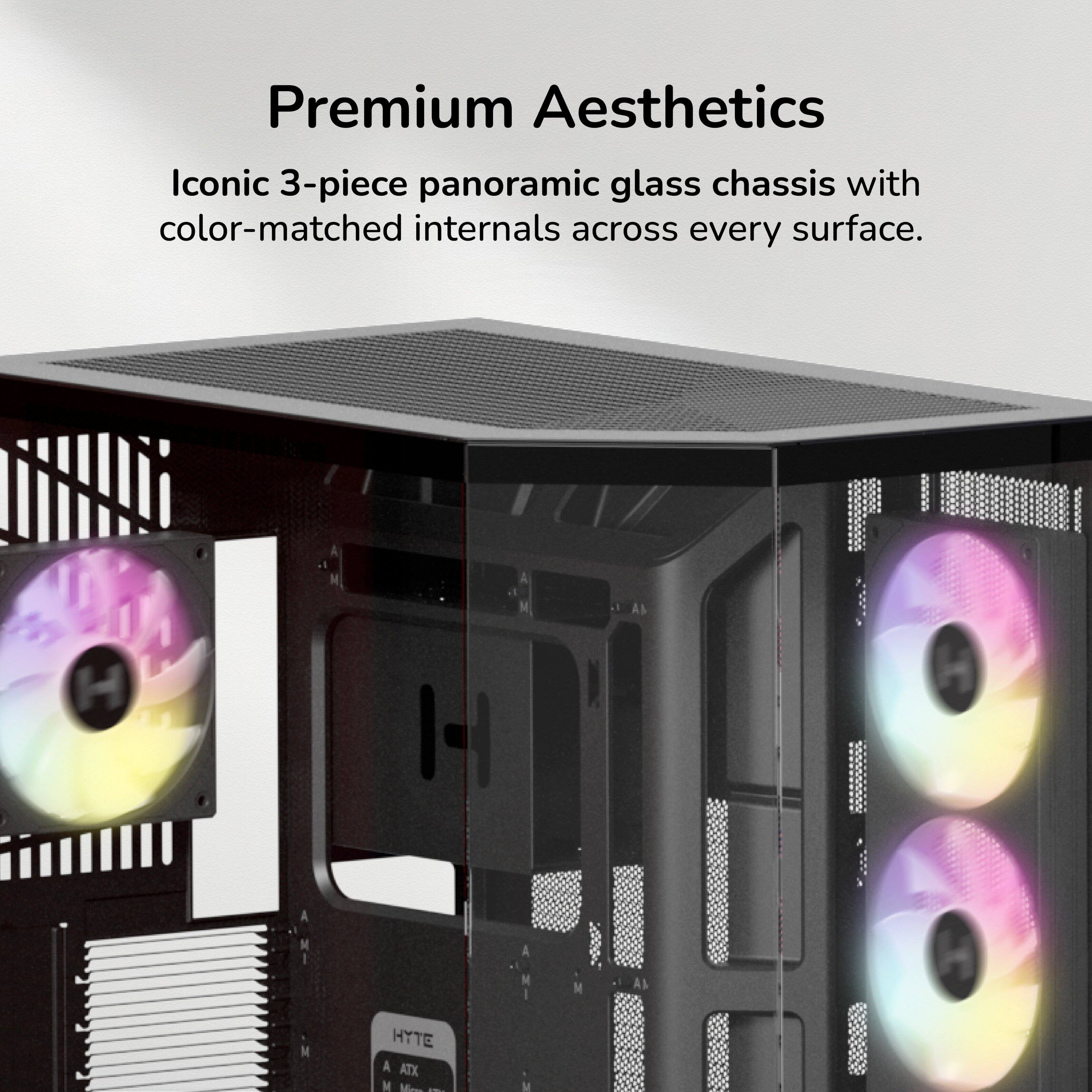 Premium Aesthetics

Iconic 3-piece panoramic glass chassis with color-matched internals across every surface.