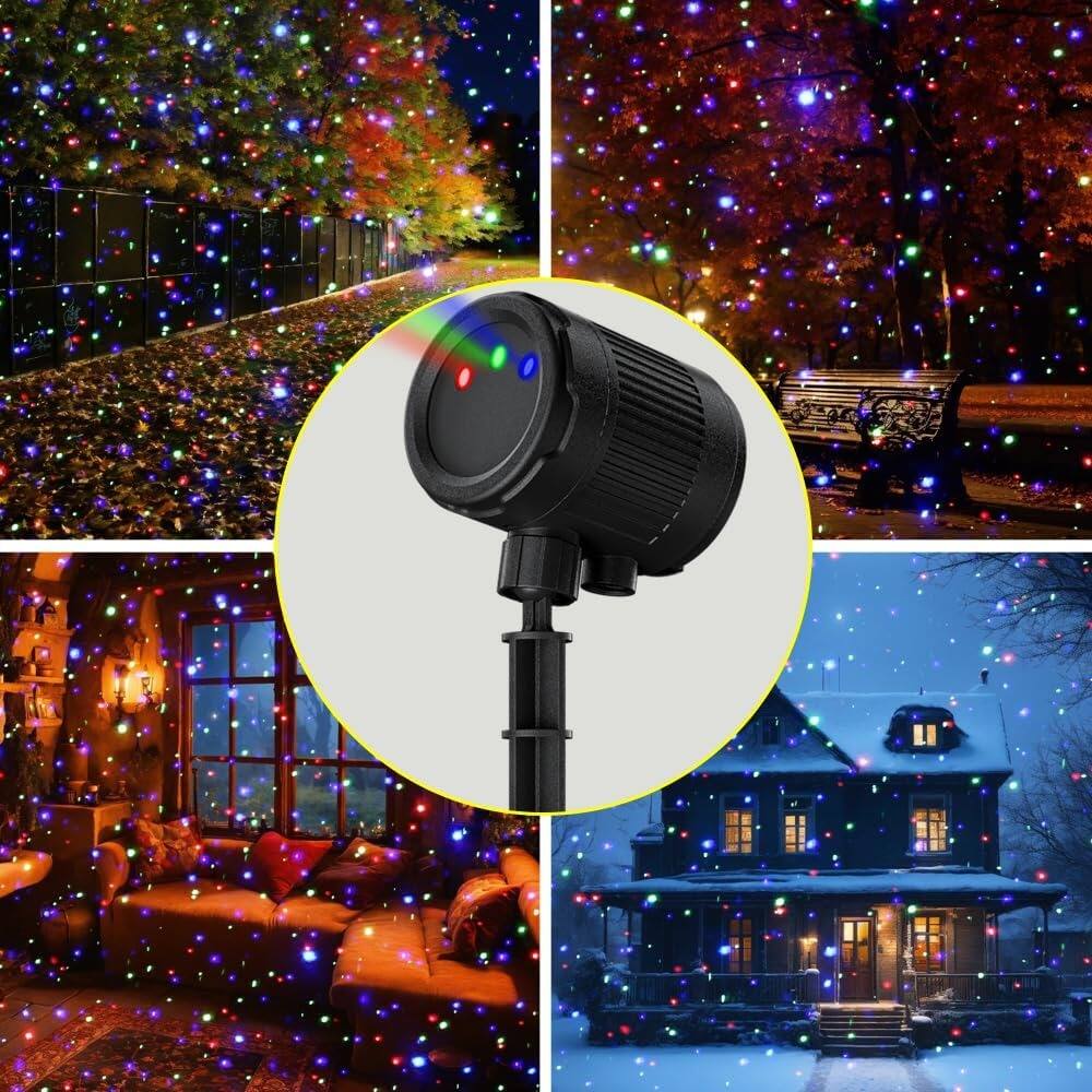 Angle. PARKER SLATER - 3-Color Laser Christmas Projector Lights, Outdoor Waterproof with Firefly Effect and RF Remote for Holiday and Party - Black.