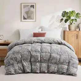 Peace Nest - All Season Goose Feather Fiber Comforter Duvet Vintage Style, King - Camel Khaki Paisley